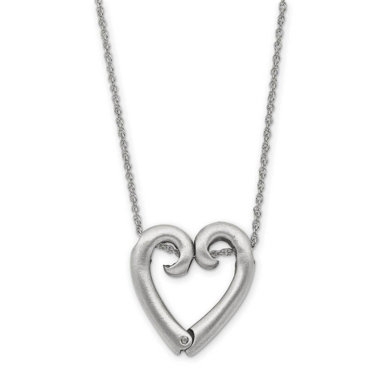 Hinged Heart Keepsake and Ring Holder 20 Inch Necklace Silver-tone GM18282