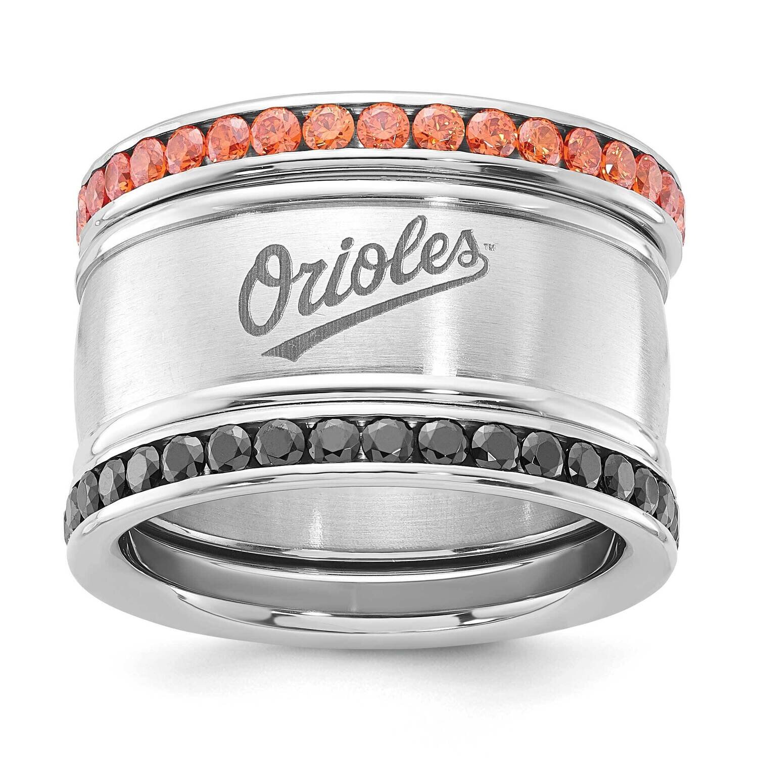 MLB Baltimore Orioles Crystal Triple Ring Set Stainless Steel ORI035CR-SZ7, MPN: ORI035CR-SZ7, 1911…