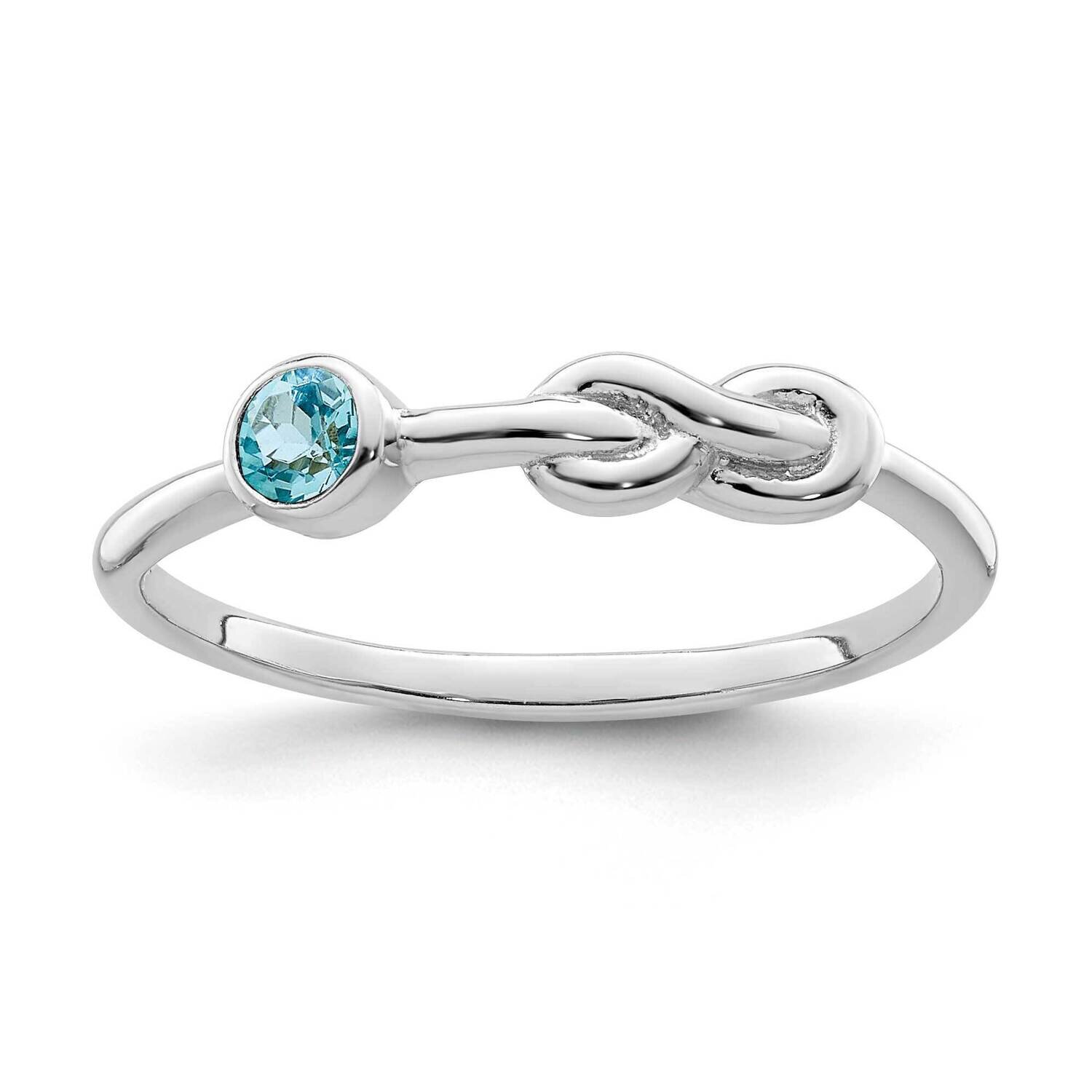 Polished Infinity Ls Blue Topaz Ring Sterling Silver Rhodium-plated QBR34DEC-7