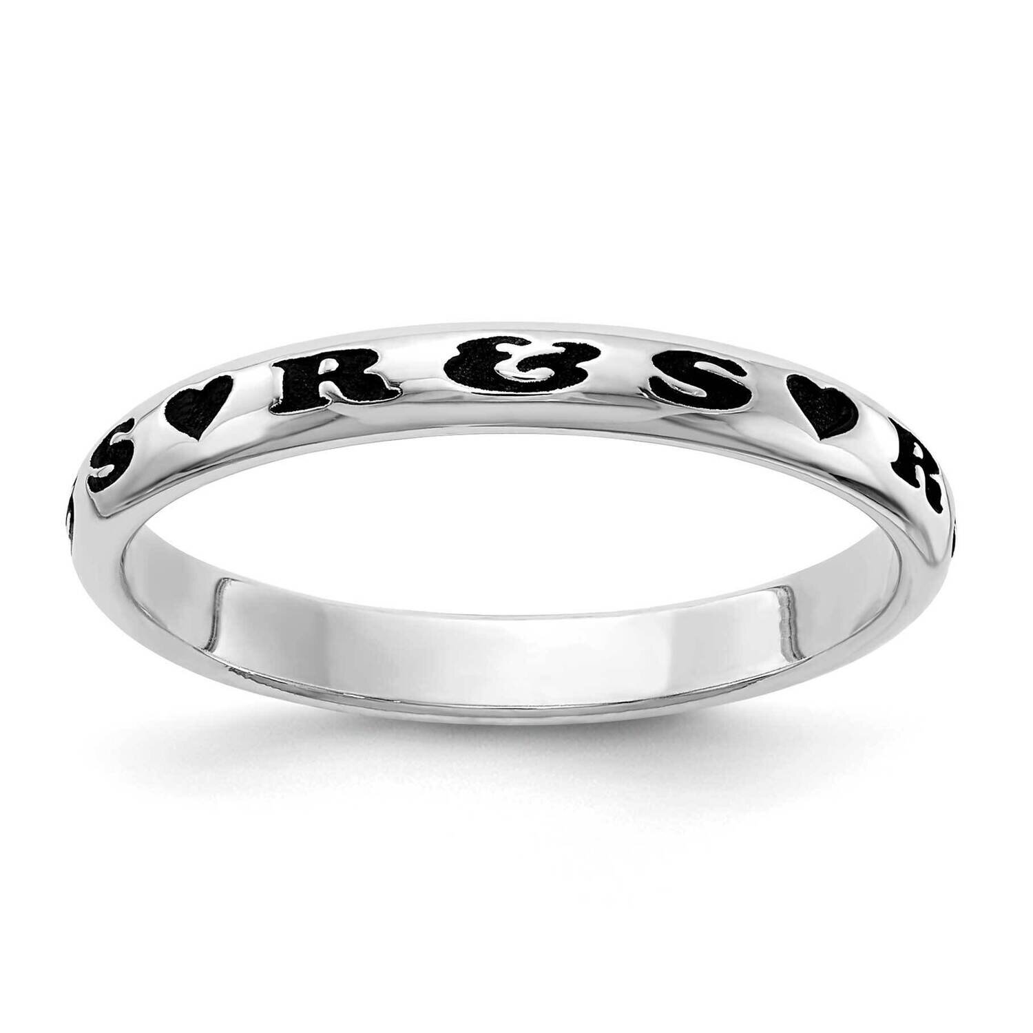 Personalized with Heart Ring Sterling Silver Rhodium-plated QSKXNA1H-10