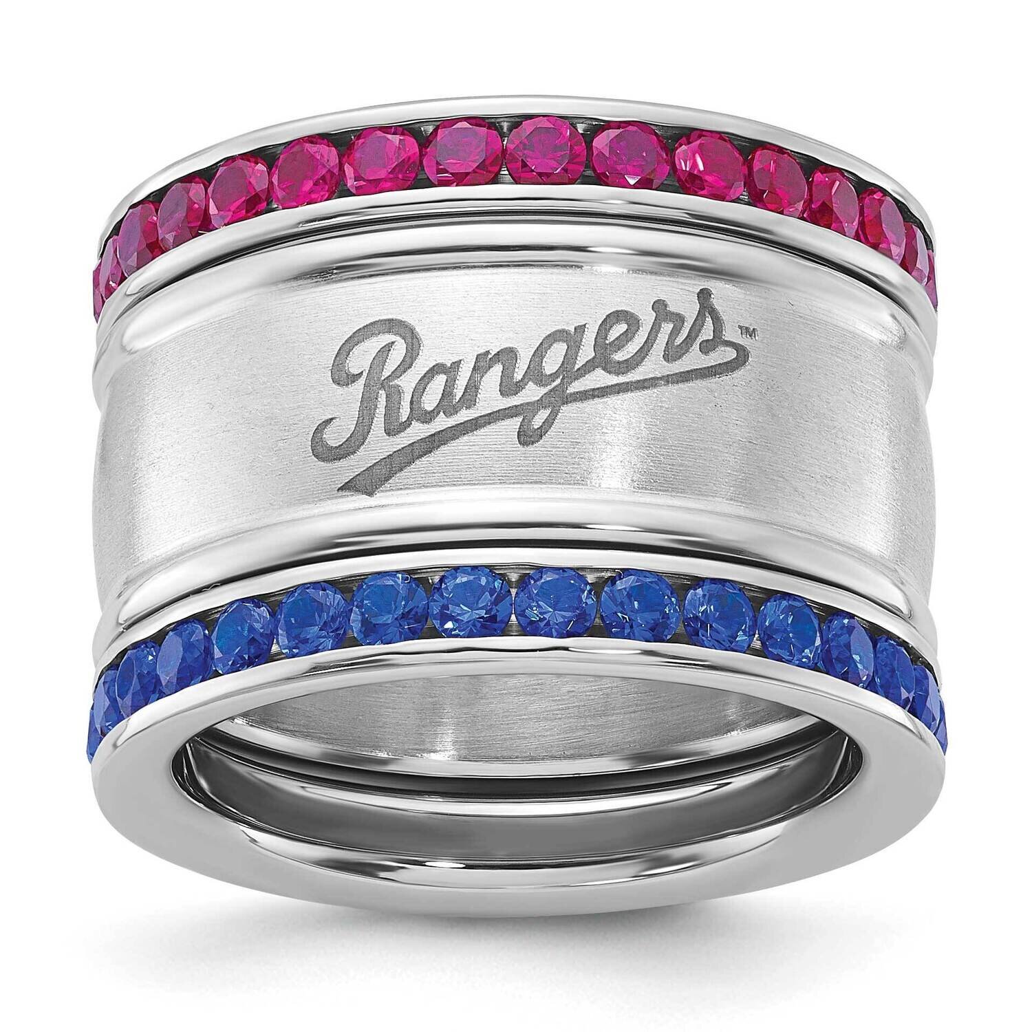 MLB Texas Rangers Crystal Triple Stacked Ring Set Stainless Steel RAN035CR-SZ6