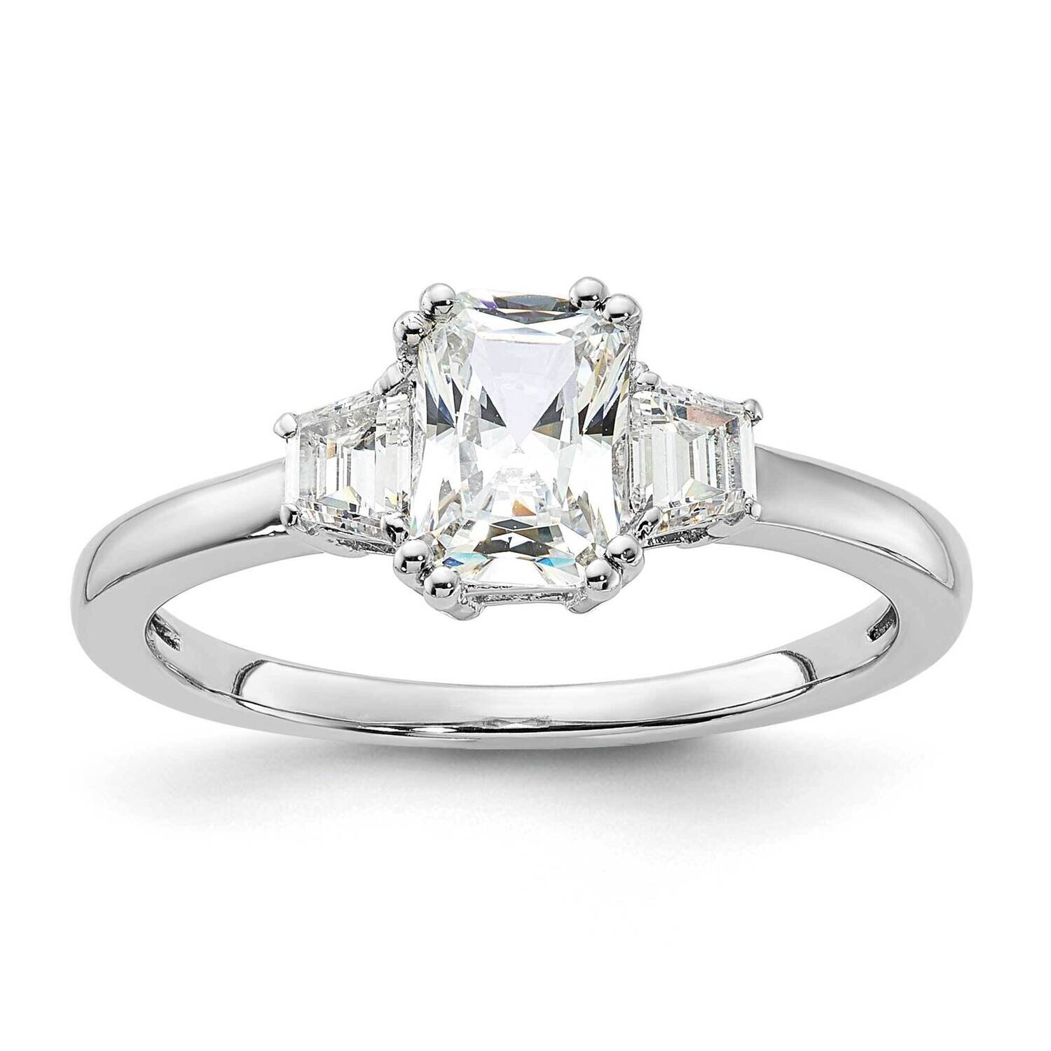 Diamonore 3 Stone Emerald-Cut Ring Sterling Silver Rhodium-plated RDS1905E/DAWT-SSA-5, MPN: RDS1905…