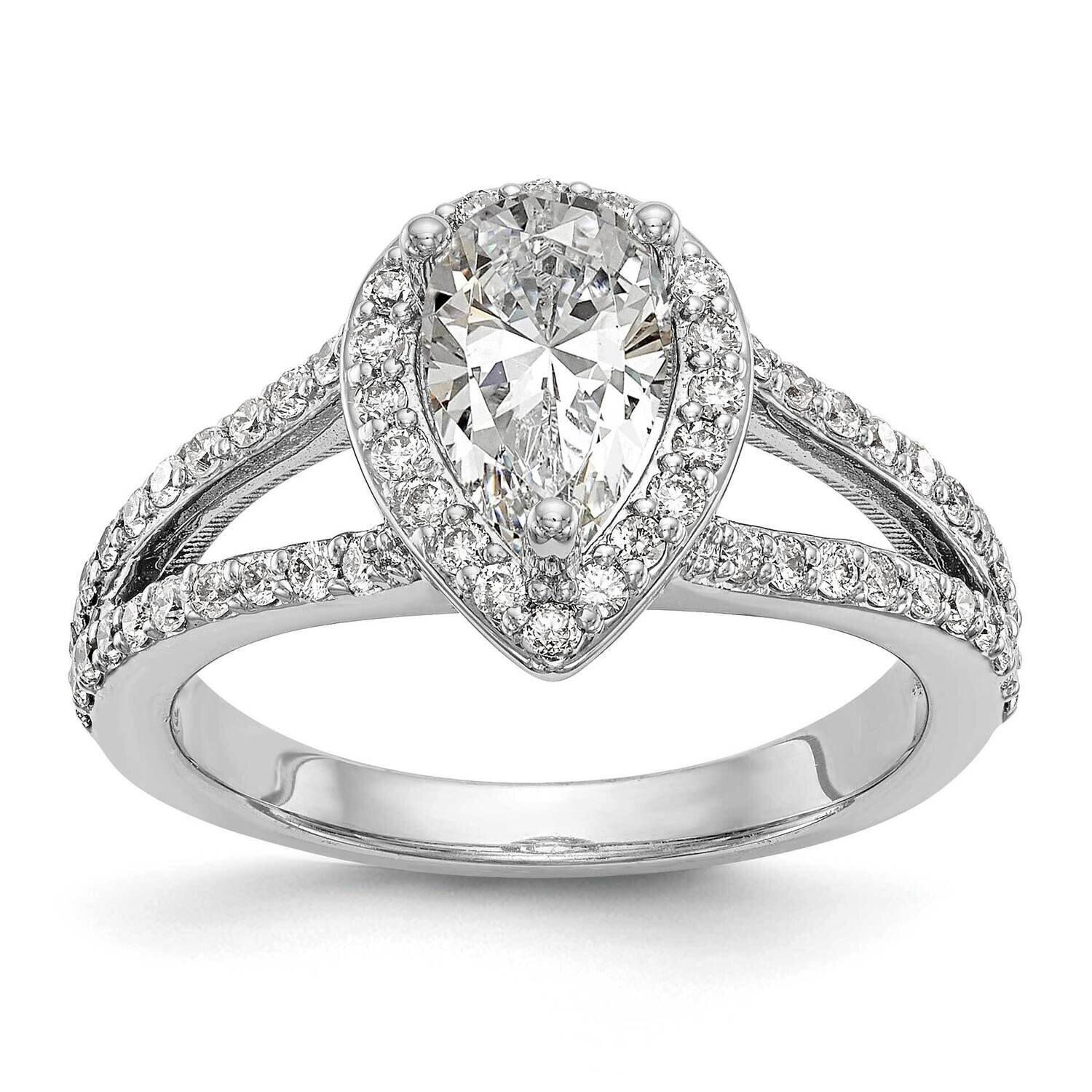 Vs/Si, D E F, S/M Pear Halo Engagement Ring 14k White Gold Lab Grown Diamond RM2335E-050-WLD
