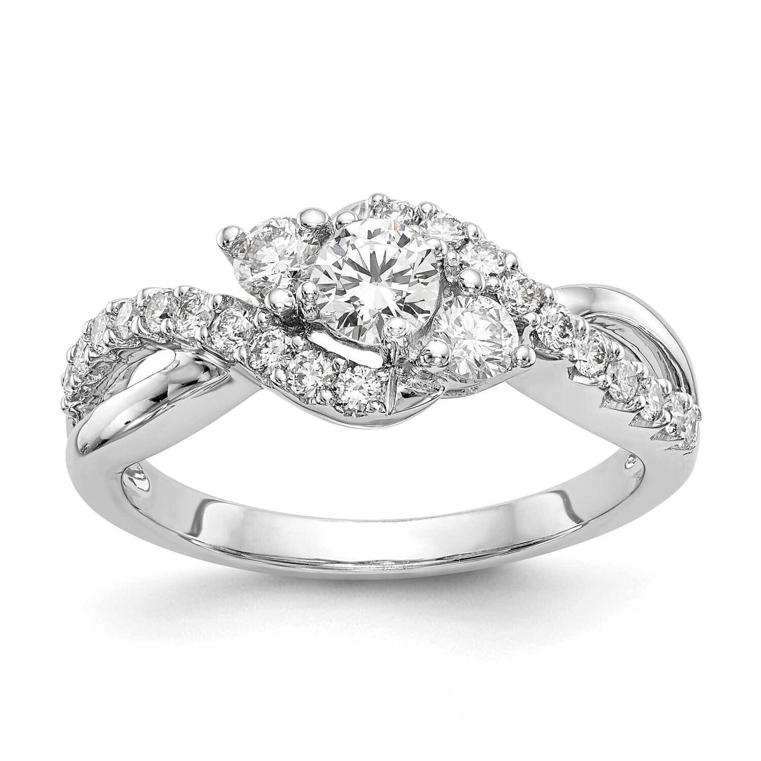 Si1/Si2, G H I, Complete Engagement Ring 14k White Gold Lab Grown Diamond RM2554E-050-7WLG