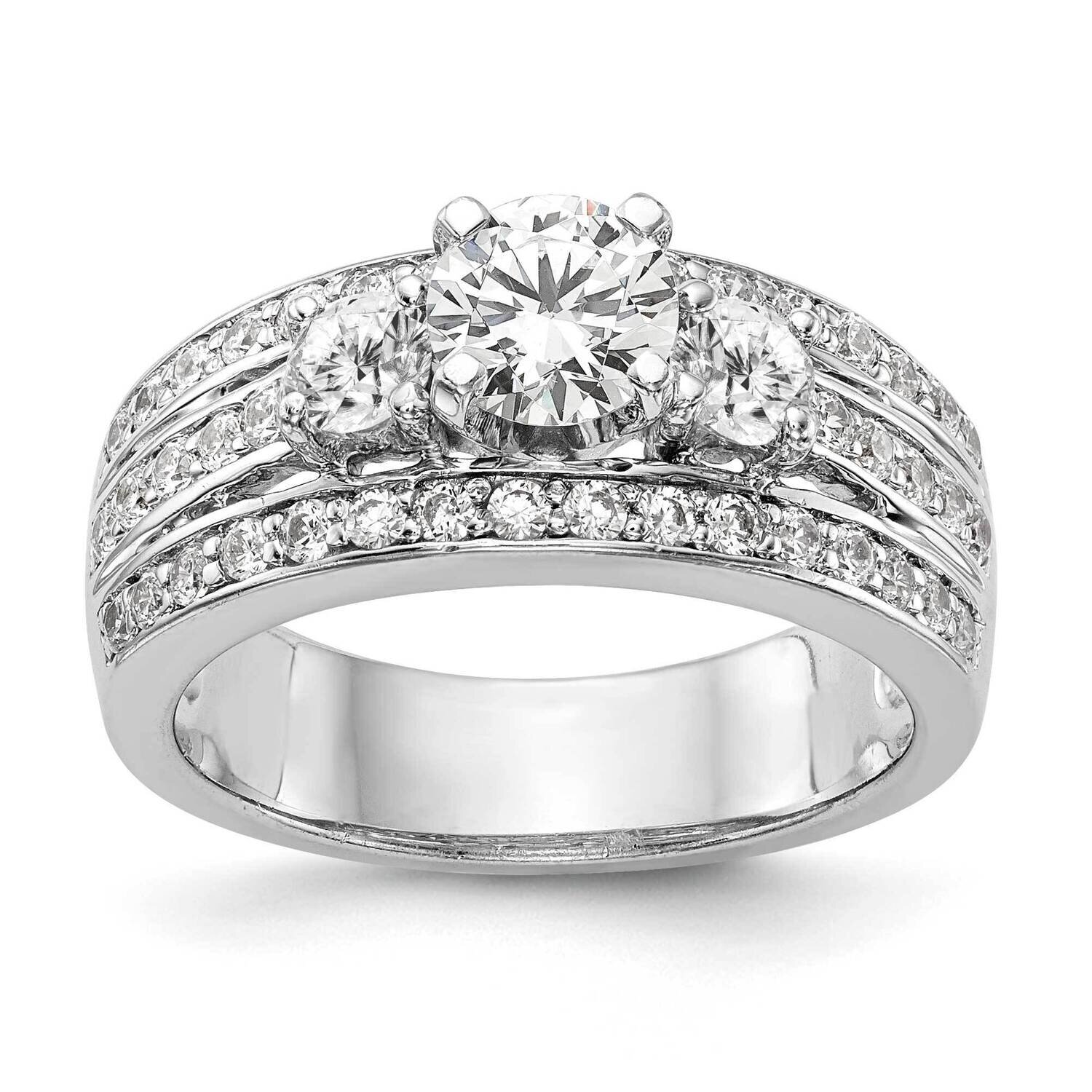 3-Stone Lab Grown Diamond Si1/Si2, G H I, Semi-Mount Engagement Ring 14k White Gold RM2988E-075-7WL…