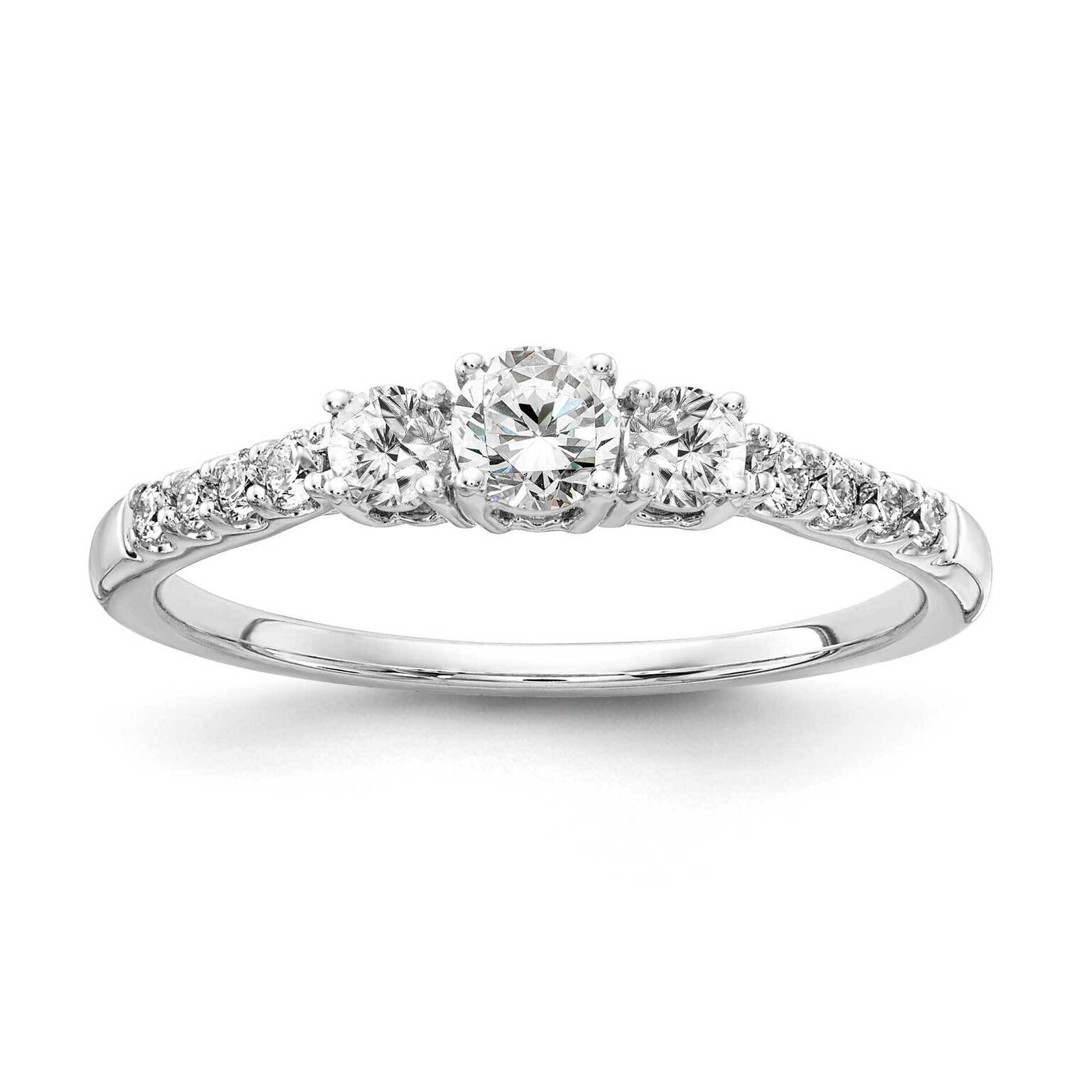 Si1/Si2, G H I, 3-Stone Engagement Ring 14k White Gold Lab Grown Diamond RM4228E-050-5CWLG
