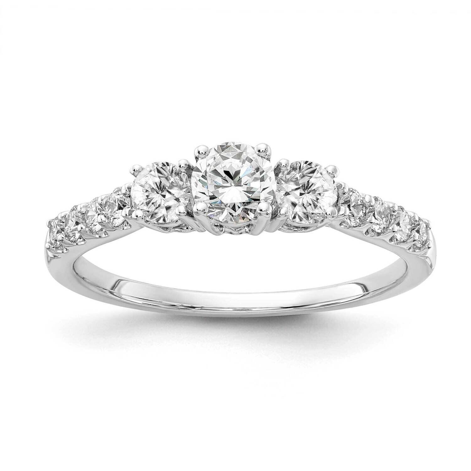 Si1/Si2, G H I, 3-Stone Engagement Ring 14k White Gold Lab Grown Diamond RM4228E-075-45CWLG