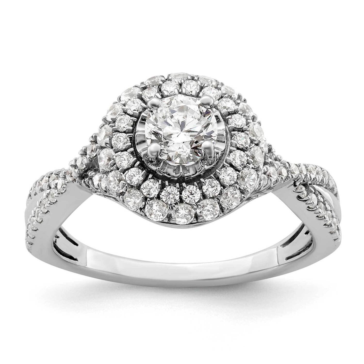 Si1/Si2, G H I, Halo Engagement Ring 14k White Gold Lab Grown Diamond RM5717E-040-CWLG