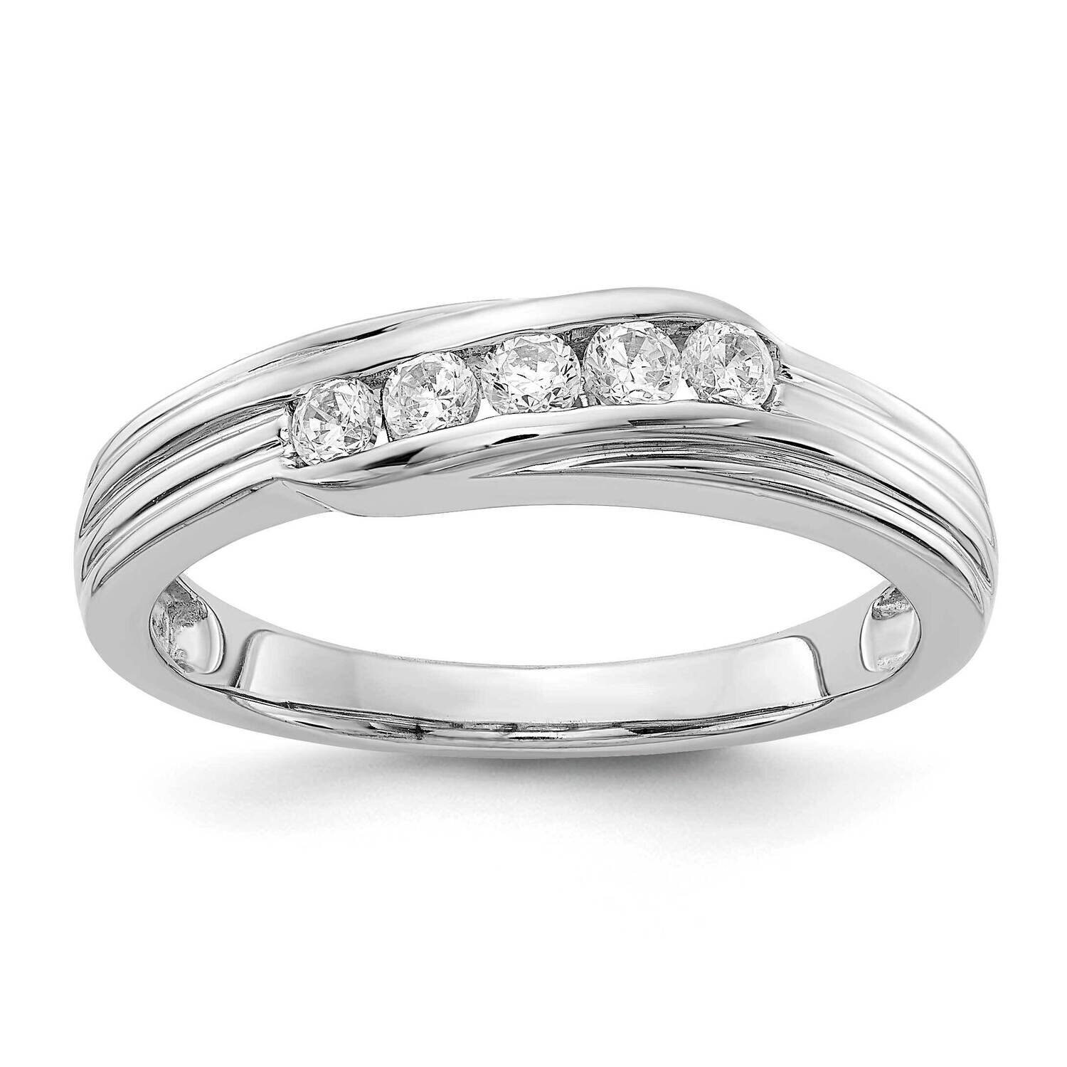 Diamond 5-Stone Mens Ring 14k White Gold RM5800-033-WA
