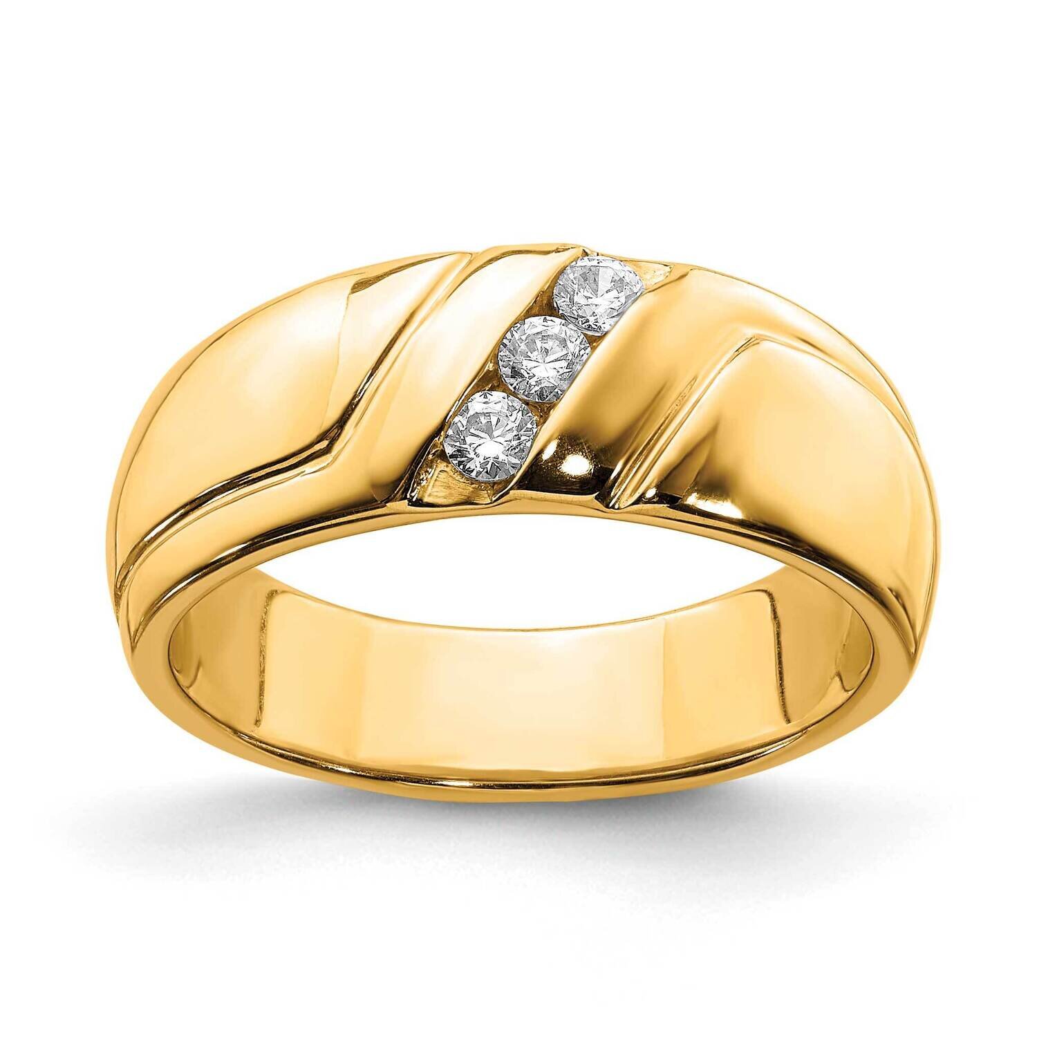 Diamond 3-Stone Mens Ring 14k Gold RM5802-016-YA