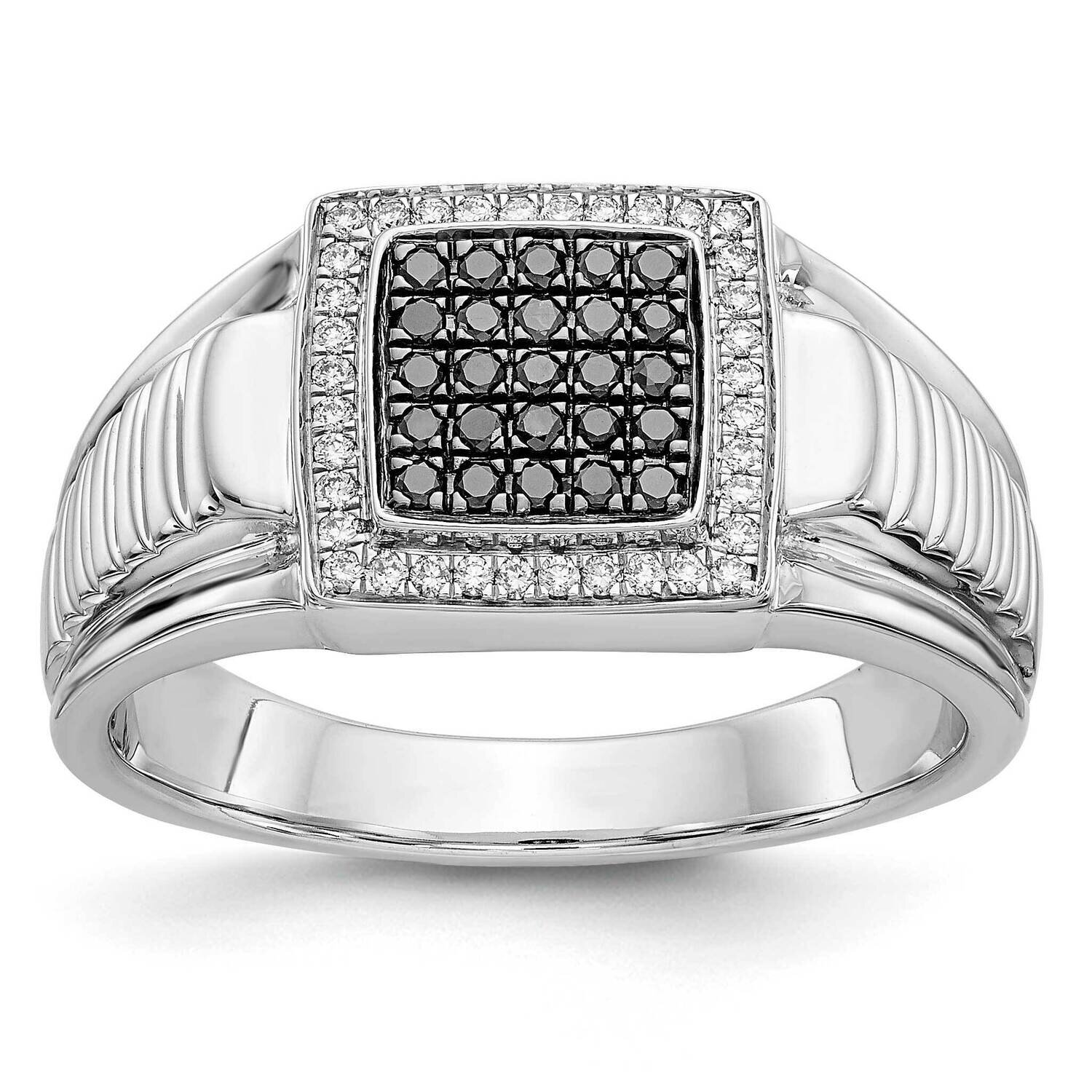 Black and White Diamond Mens Ring 14k White Gold RM5826-BK-033-WA, MPN: RM5826-BK-033-WA, 883957386…