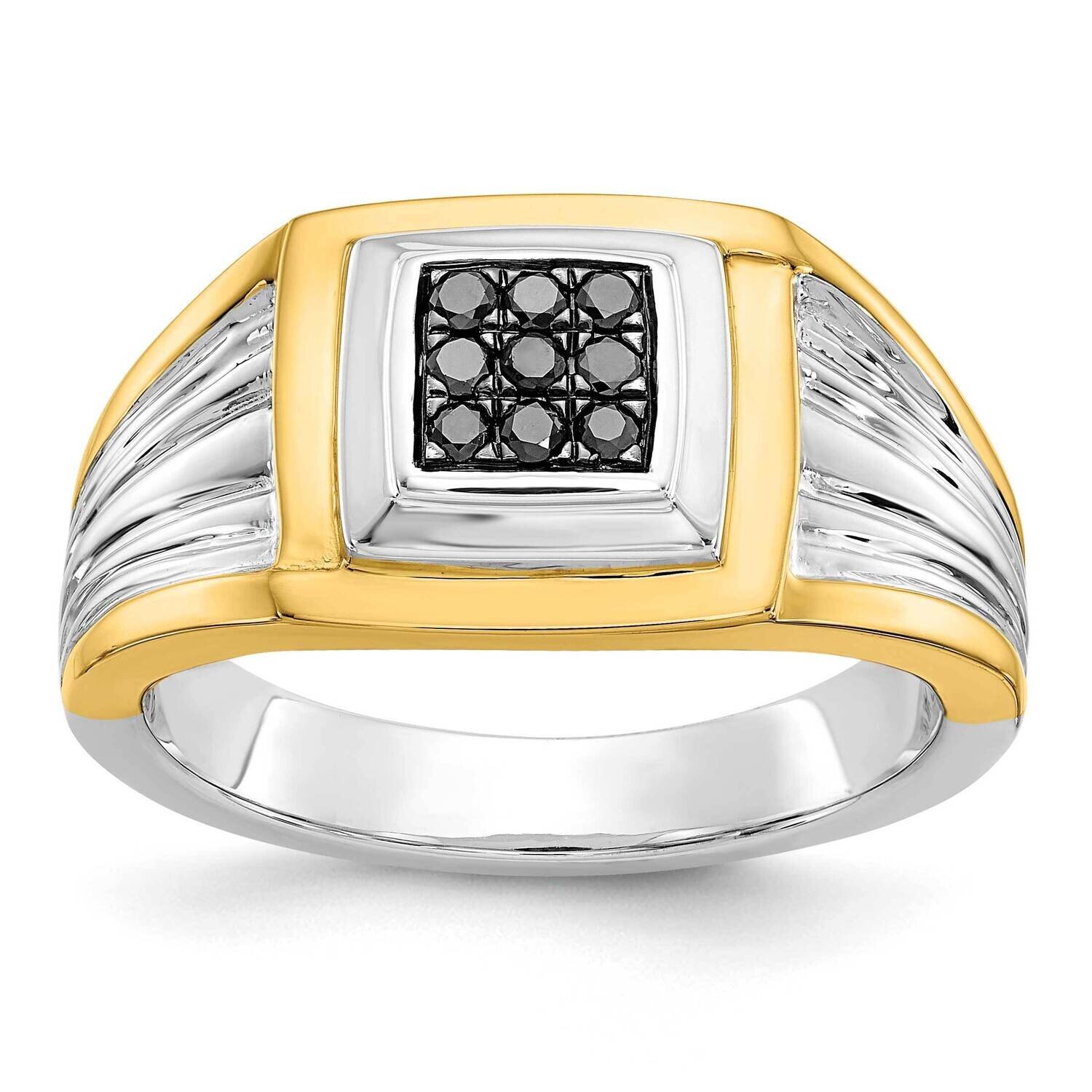 Black Diamond Mens Ring 14k Two-tone Gold RM5827-BK-016-WYA, MPN: RM5827-BK-016-WYA, 883957386959