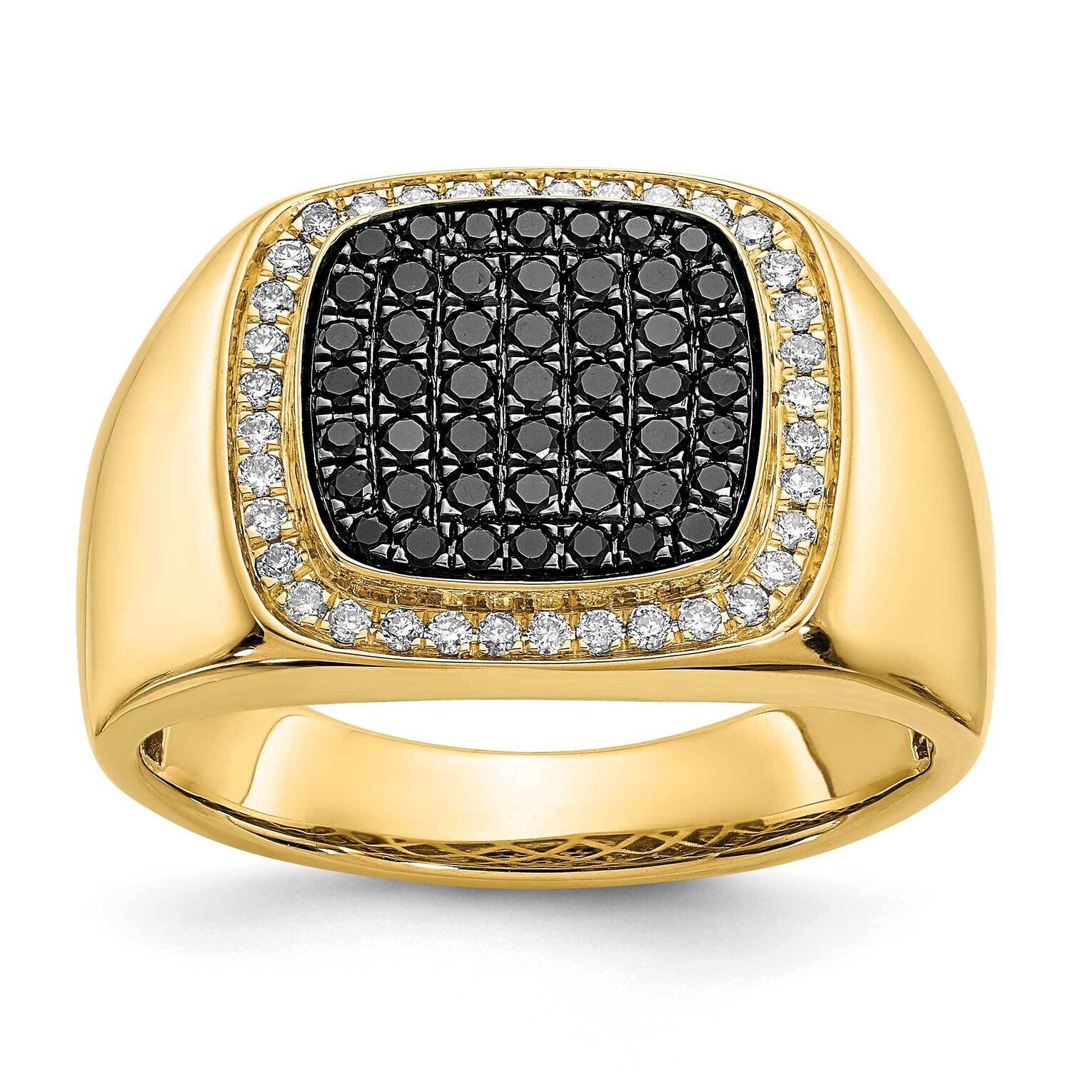 Black and White Diamond Mens Ring 14k Gold RM5832-BK-075-YA