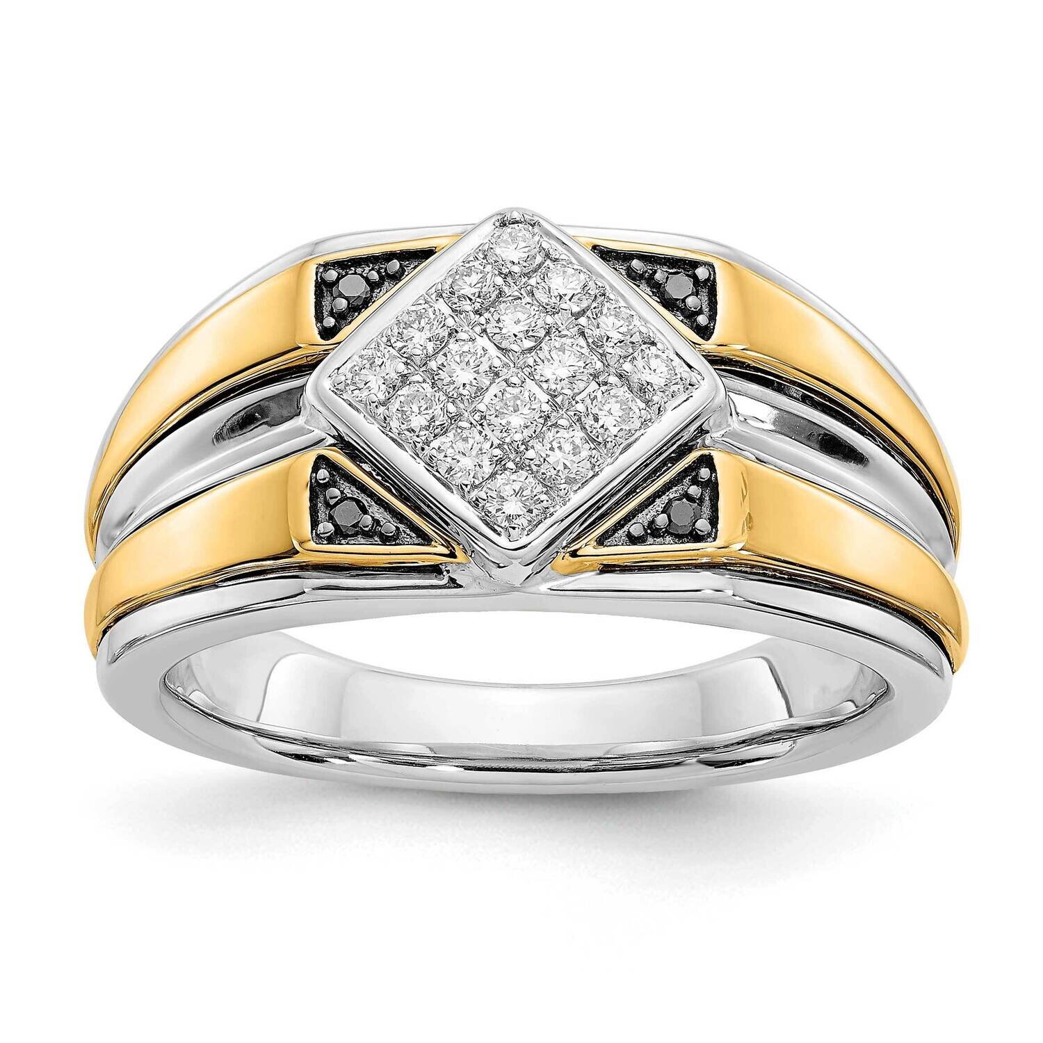 Black and White Diamond Mens Ring 14k Two-tone Gold RM5836-BK-033-WYA, MPN: RM5836-BK-033-WYA, 8839…