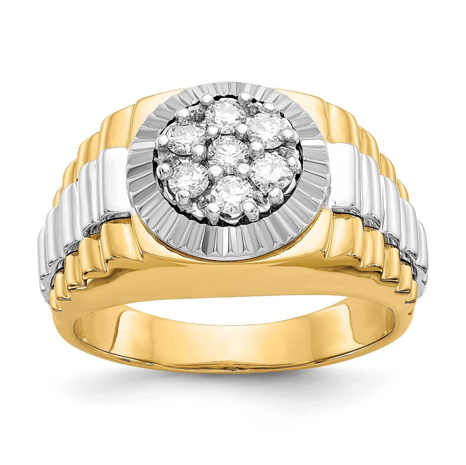 Fancy Ridged-Sides Mens Si1/Si2, G H I, Ring 14k Gold Lab Grown Diamond RM5840-050-10YWLG