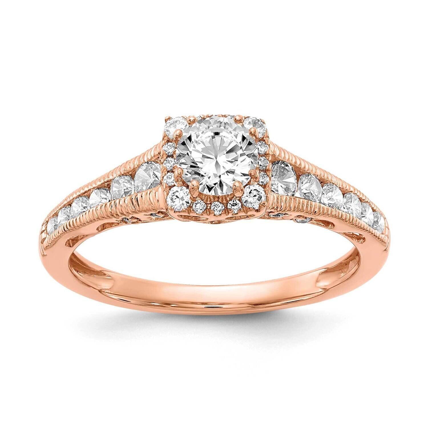 Si1/Si2, G H I, Fancy Halo Engagement Ring 10k Gold Lab Grown Diamond RM5897E-040-C0RLG