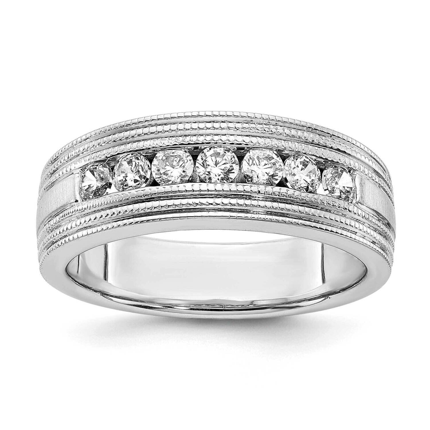 Si1/Si2, G H I, Polish &amp; Satin Mens Ring 14k White Gold Lab Grown Diamond RM6510-062-WLG, MPN: RM65…