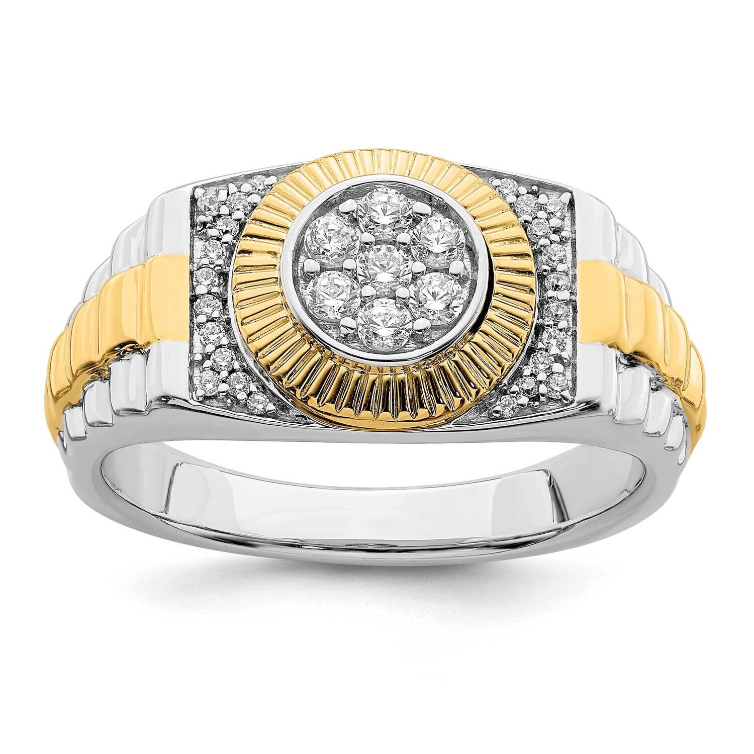 Two-Tone Lab Grown Diamond Si1/Si2, G H I, Men&#39;s Ring 10k Gold RM6650-033-0WYLG, MPN: RM6650-033-0W…