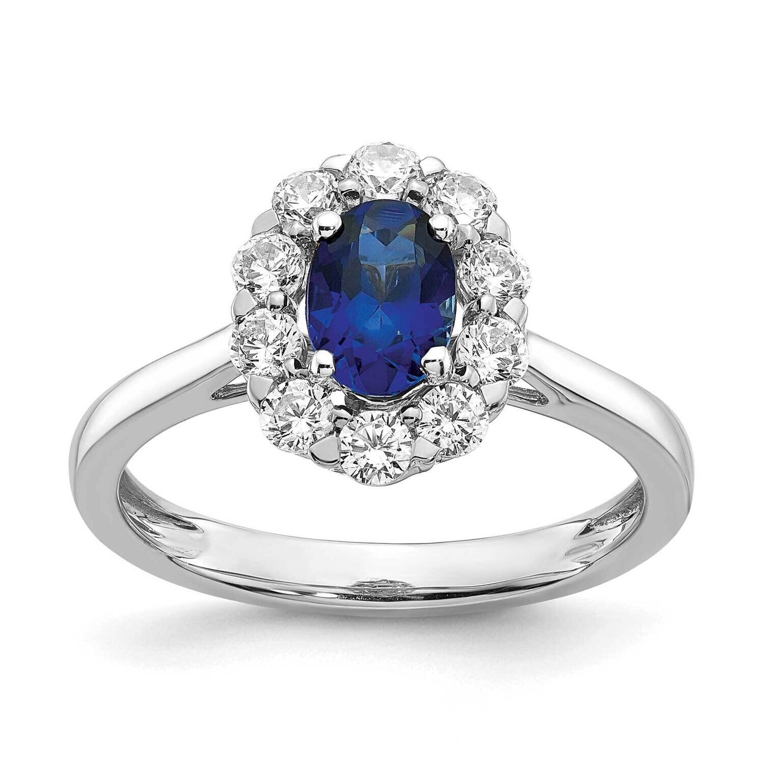 Cr. Oval Blue Sapphire &amp; Lab Grown Dias Fashion Ring 14k White Gold RM6990-CS-100-WALG, MPN: RM6990…