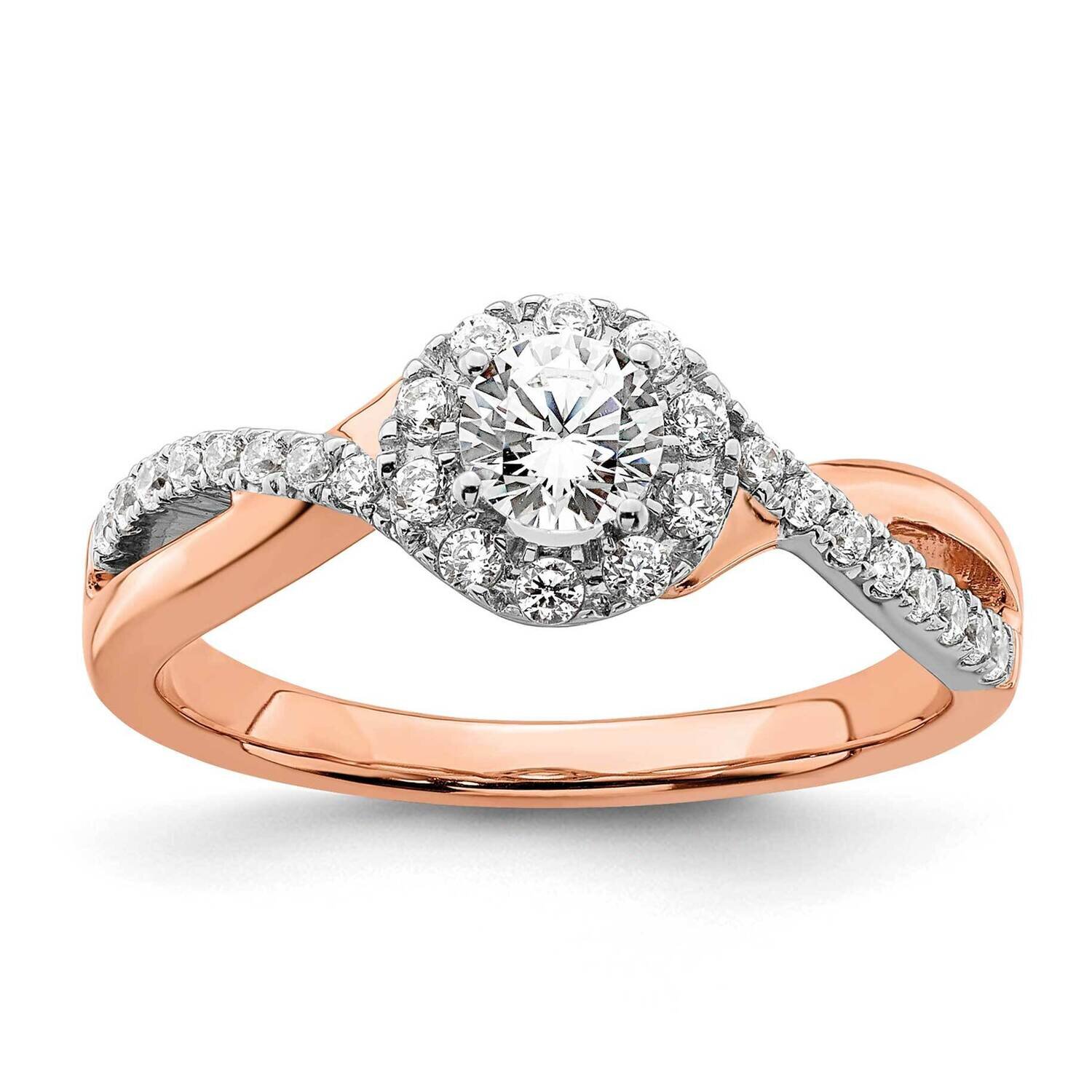 Si1/Si2, G H I, Halo Complete Engagement Ring 10k Gold Lab Grown Diamond RM7373E-033-C0RWLG