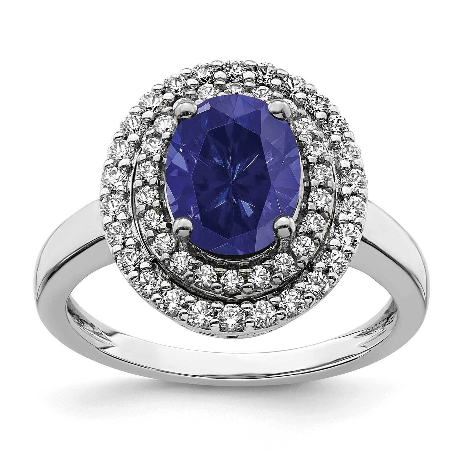 Created Blue Sapphire Ring 14k White Gold Lab Grown Diamond RM7500-CSA-050-WLG, MPN: RM7500-CSA-050…