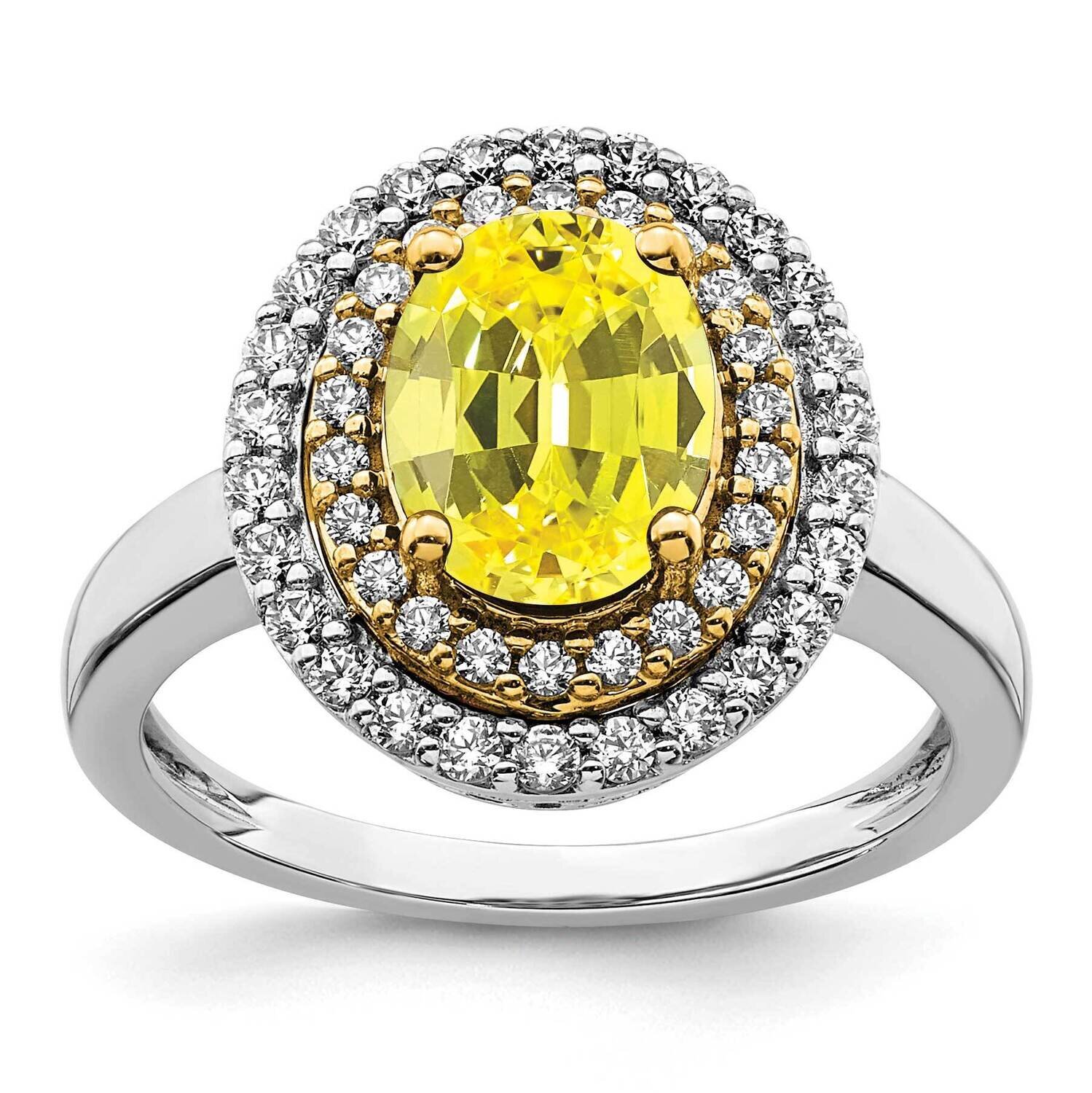 Created Yellow Sapphire Ring 14k Two-tone Gold Lab Grown Diamond RM7500-CYS-050-WYLG, MPN: RM7500-C…