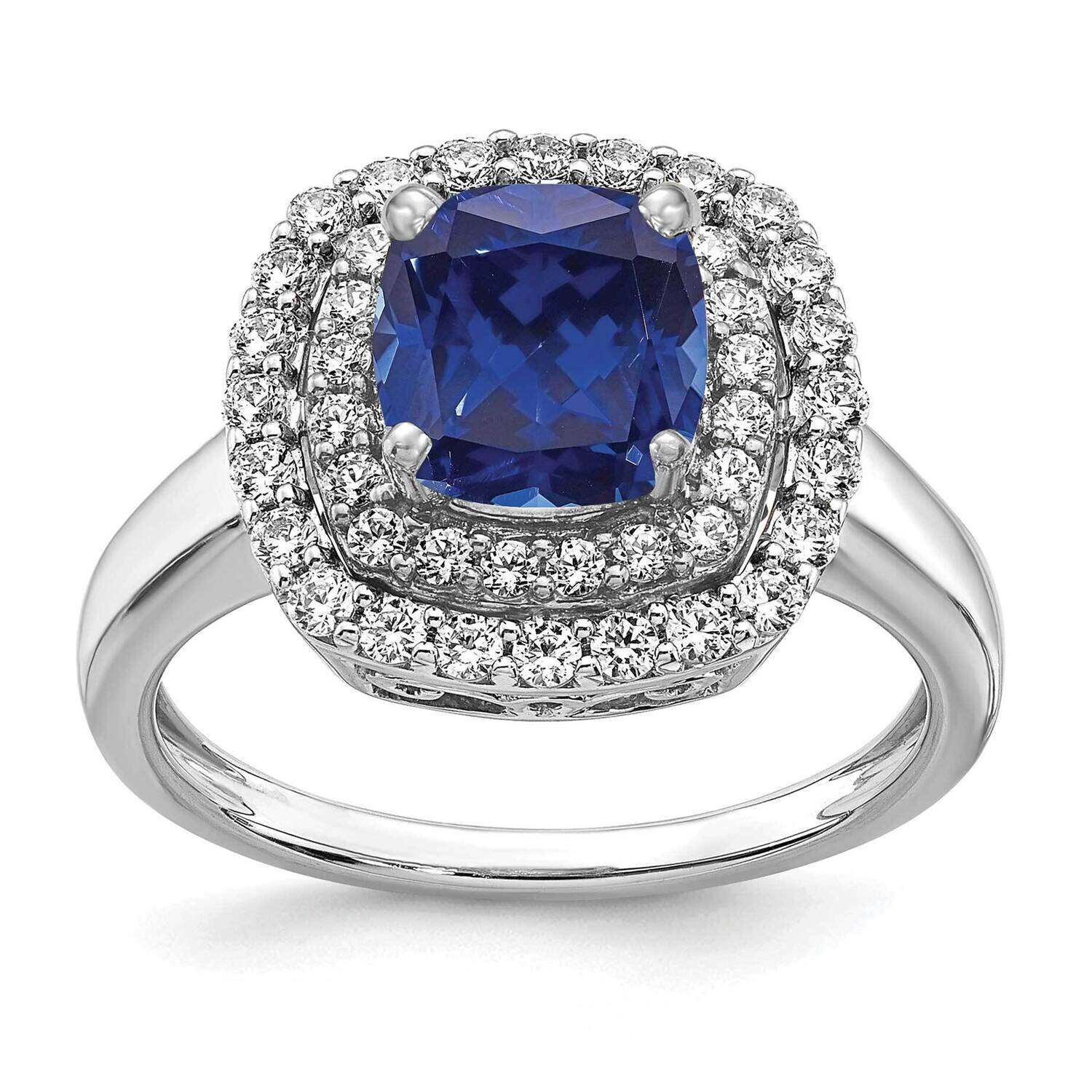 Created Blue Sapphire Ring 14k White Gold Lab Grown Diamond RM7501-CSA-055-WLG, MPN: RM7501-CSA-055…