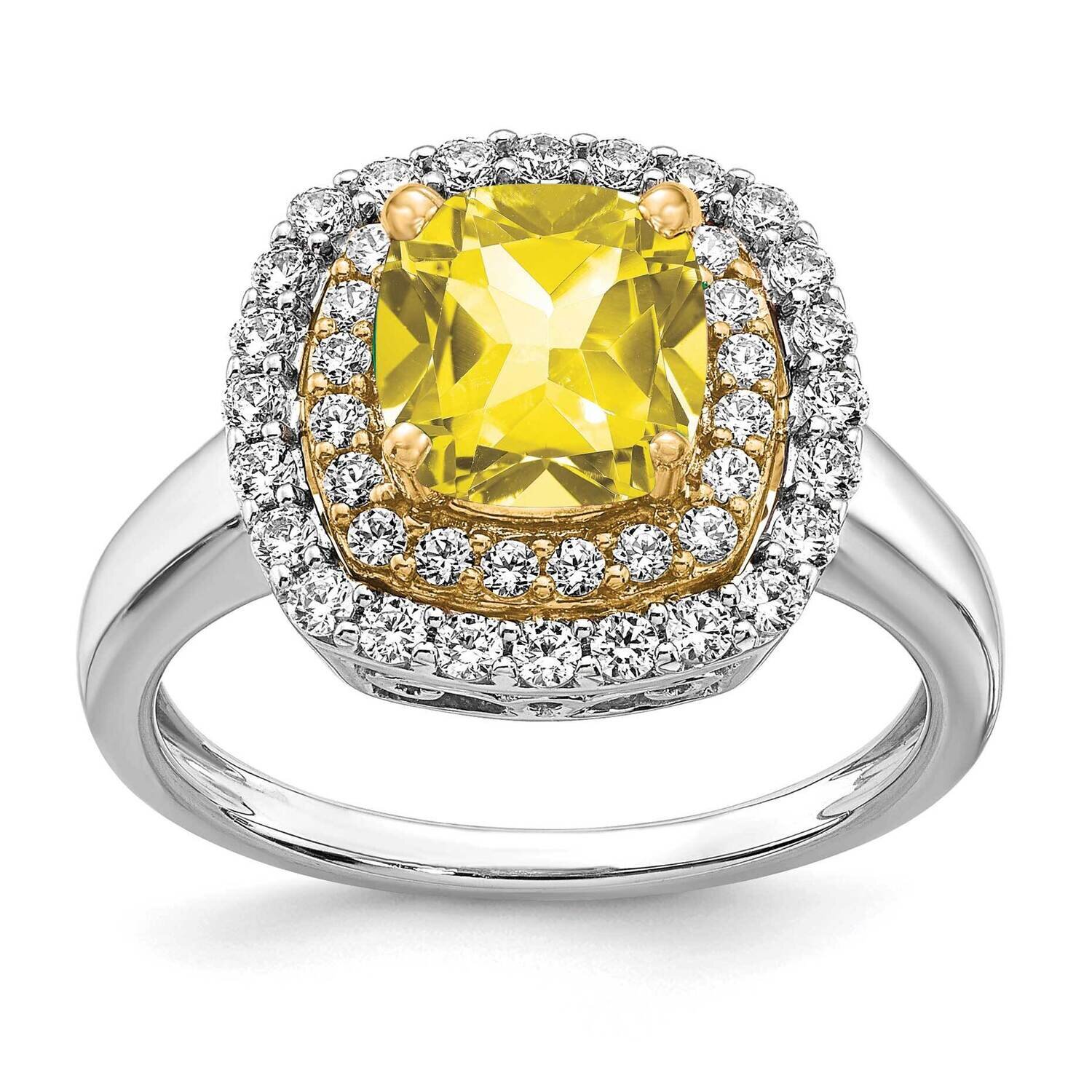 Created Yellow Sapphire Ring 14k Two-tone Gold Lab Grown Diamond RM7501-CYS-055-WYLG, MPN: RM7501-C…