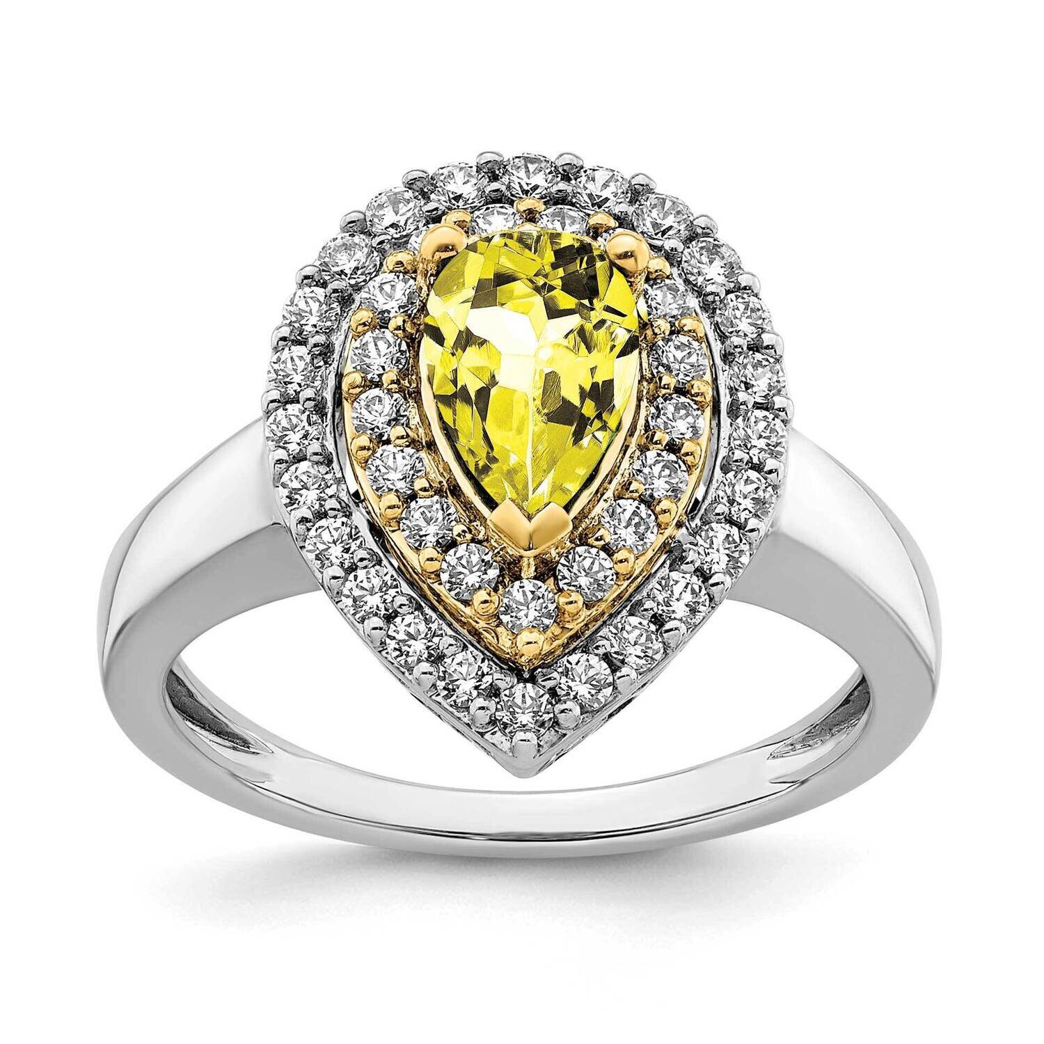 Created Yellow Sapphire Ring 14k Two-tone Gold Lab Grown Diamond RM7502-CYS-052-WYLG, MPN: RM7502-C…