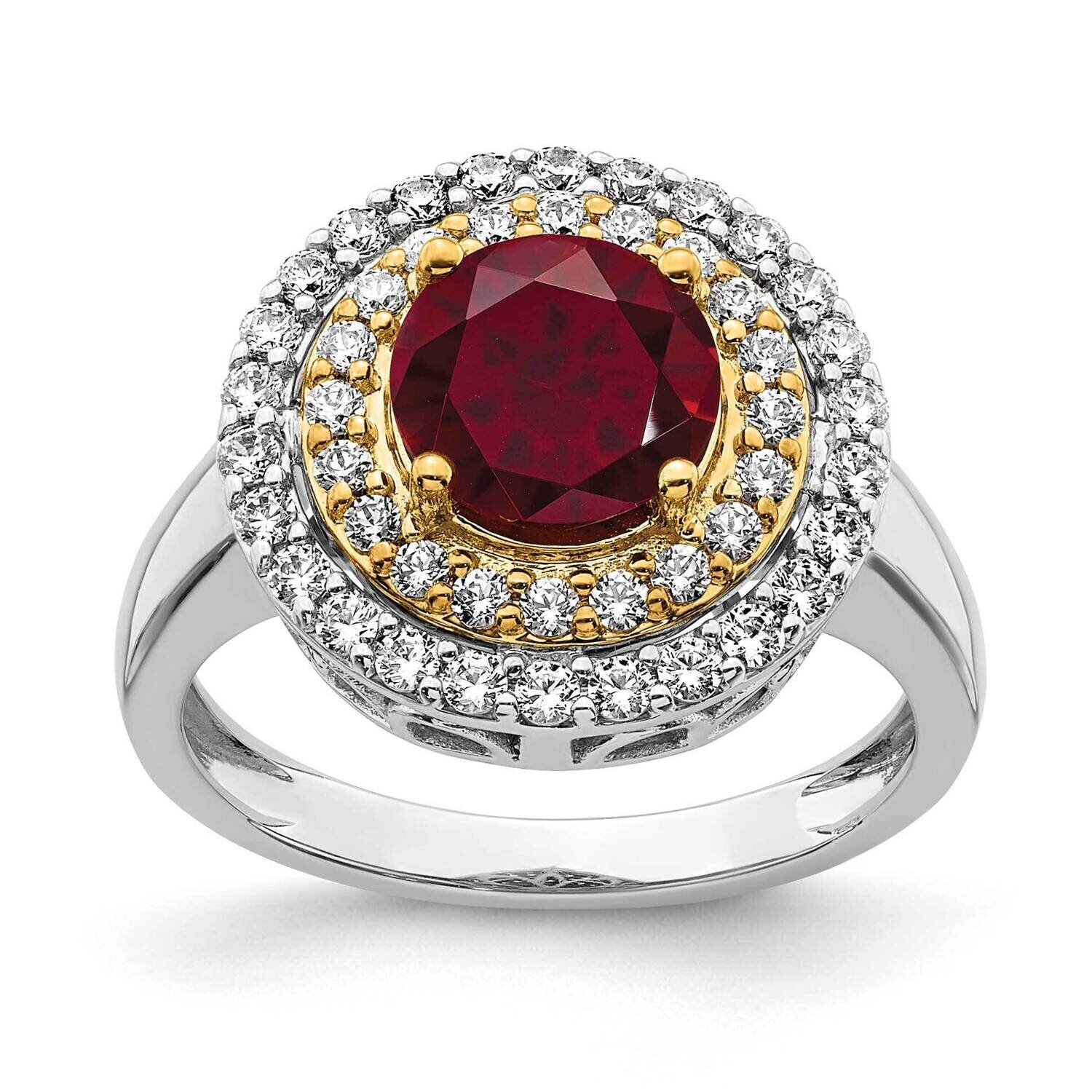 Created Ruby Ring 14k Two-tone Gold Lab Grown Diamond RM7503-CRU-063-WYLG, MPN: RM7503-CRU-063-WYLG…