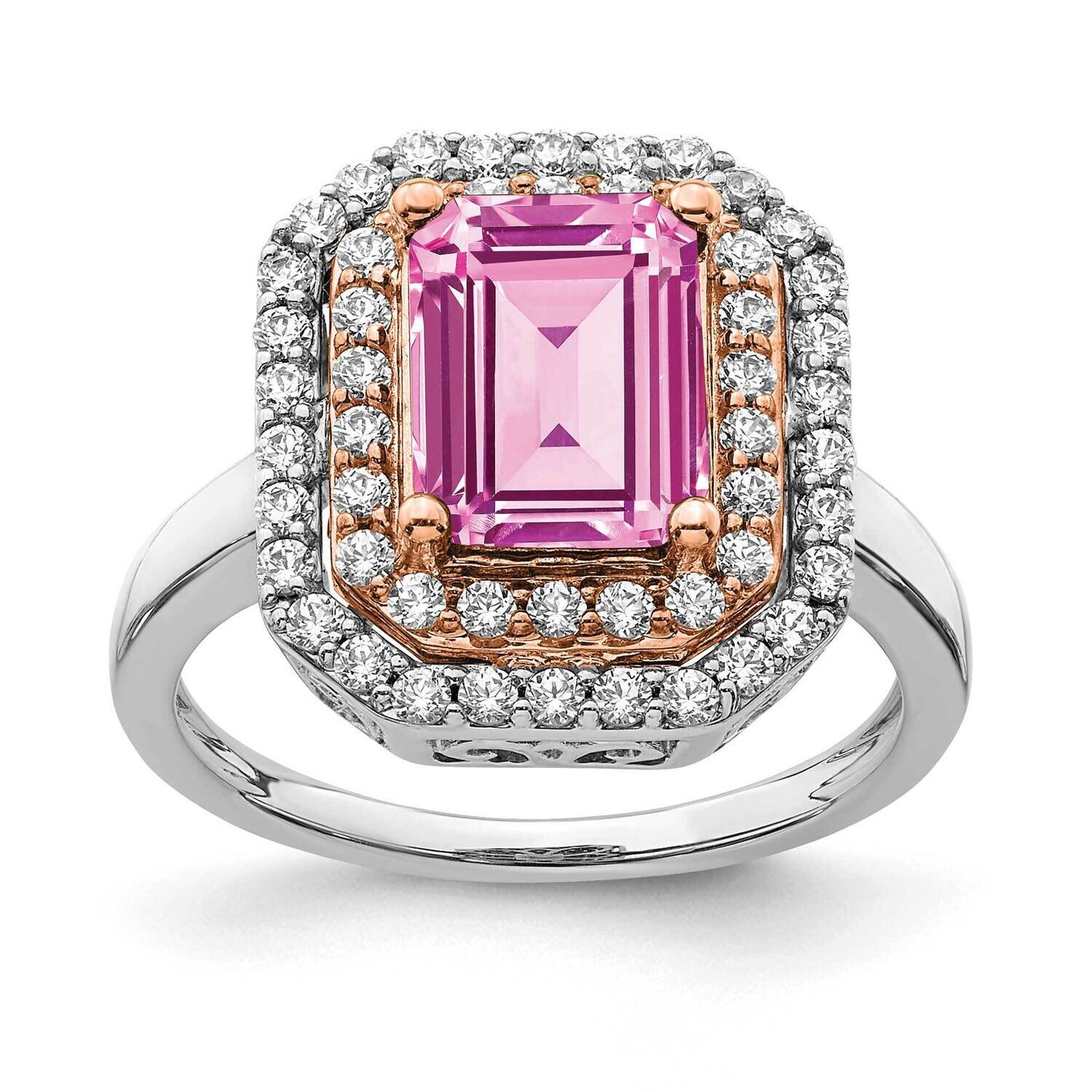 Created Pink Sapphire Ring 14k Two-tone Gold Lab Grown Diamond RM7504-CPS-062-WRLG, MPN: RM7504-CPS…