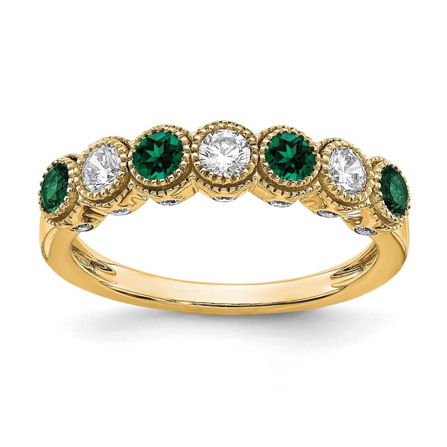 Created Emerald Ring 14k Gold Lab Grown Diamond RM7505-CEM-050-YLG
