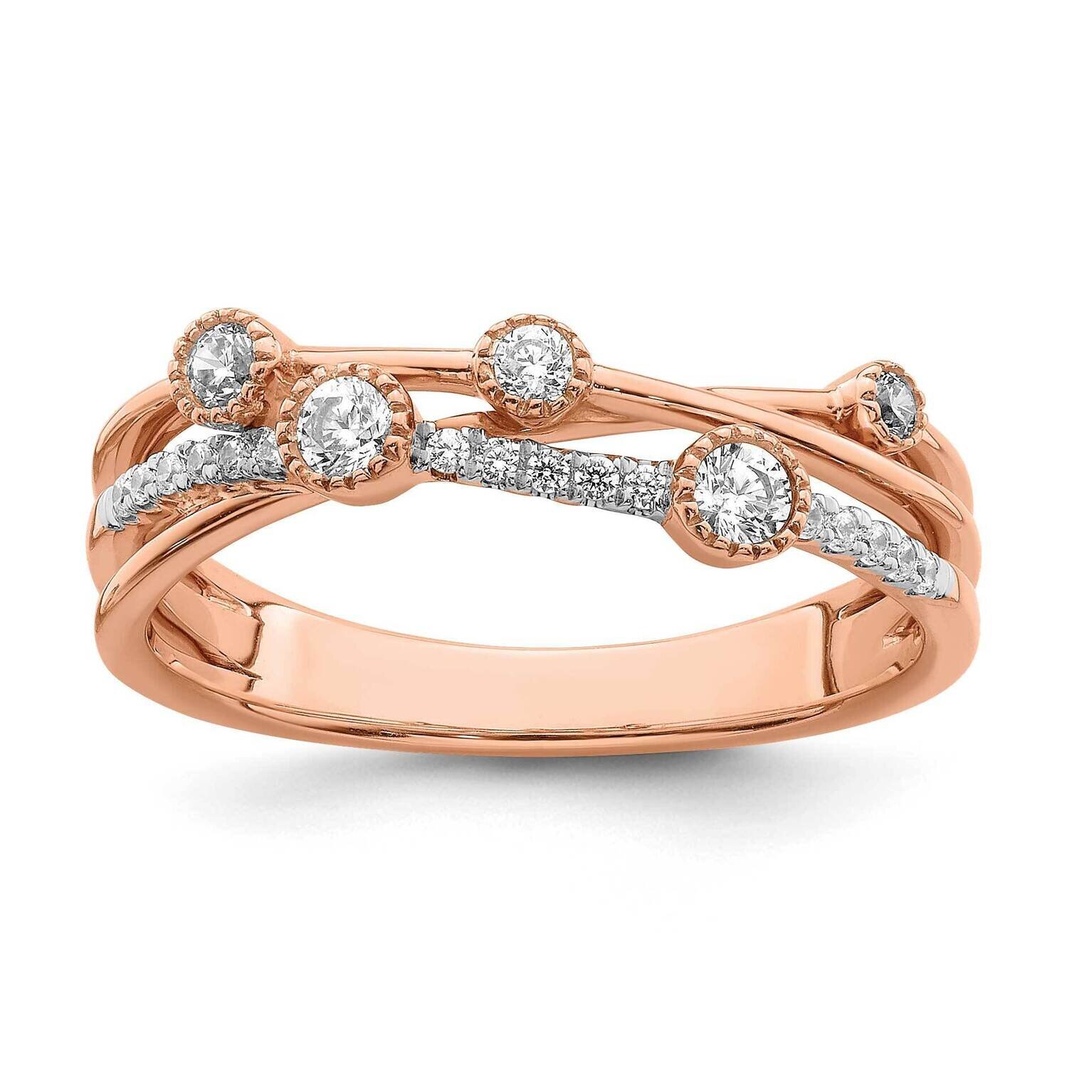 Si1/Si2, G H I, Criss Cross Ring 14k Rose Gold Lab Grown Diamond RM7969-025-RLG, MPN: RM7969-025-RL…