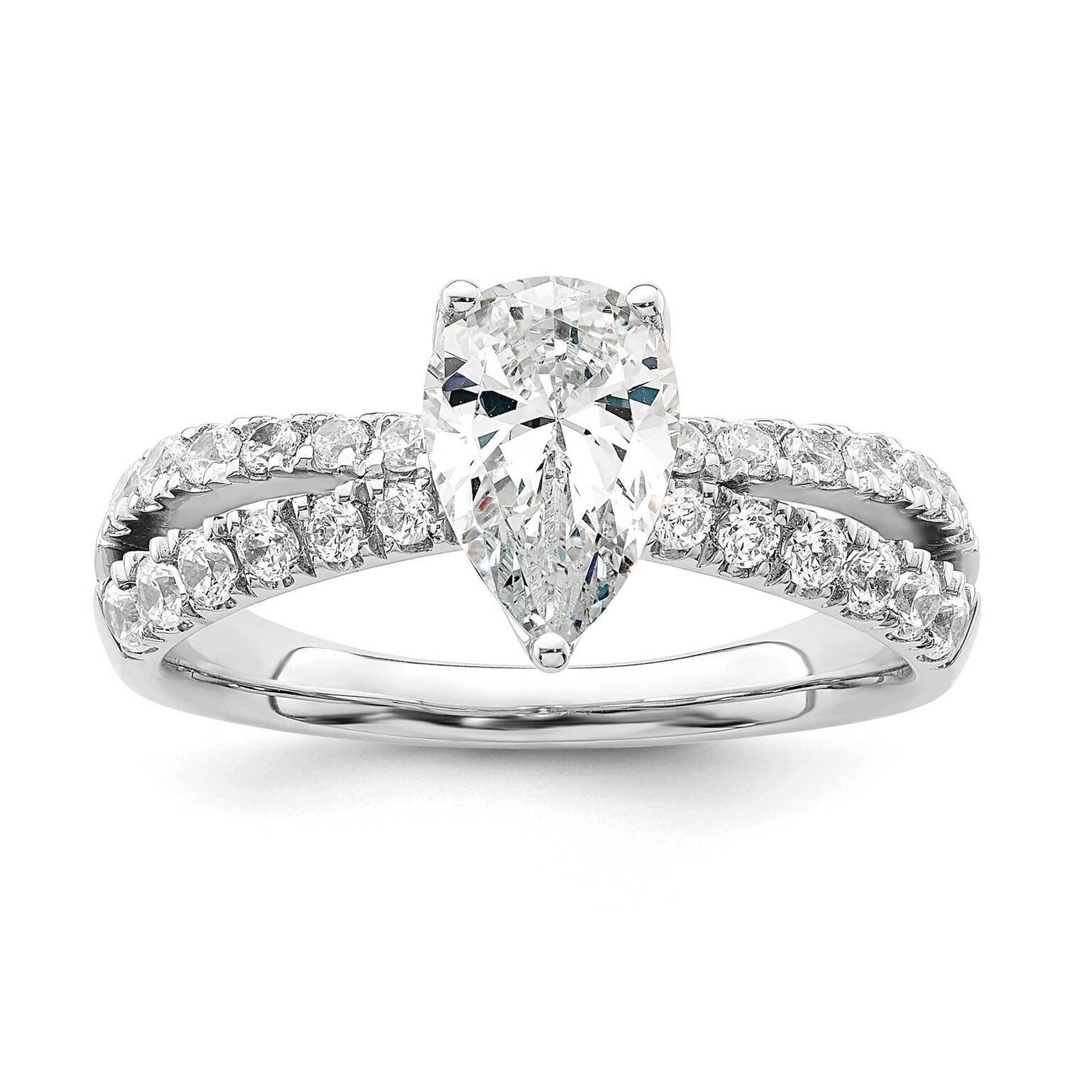Si1/Si2, G H I, Pear Semi-Mount Engagement Ring 14k White Gold Lab Grown Diamond RM7994E-100-WLG, M…