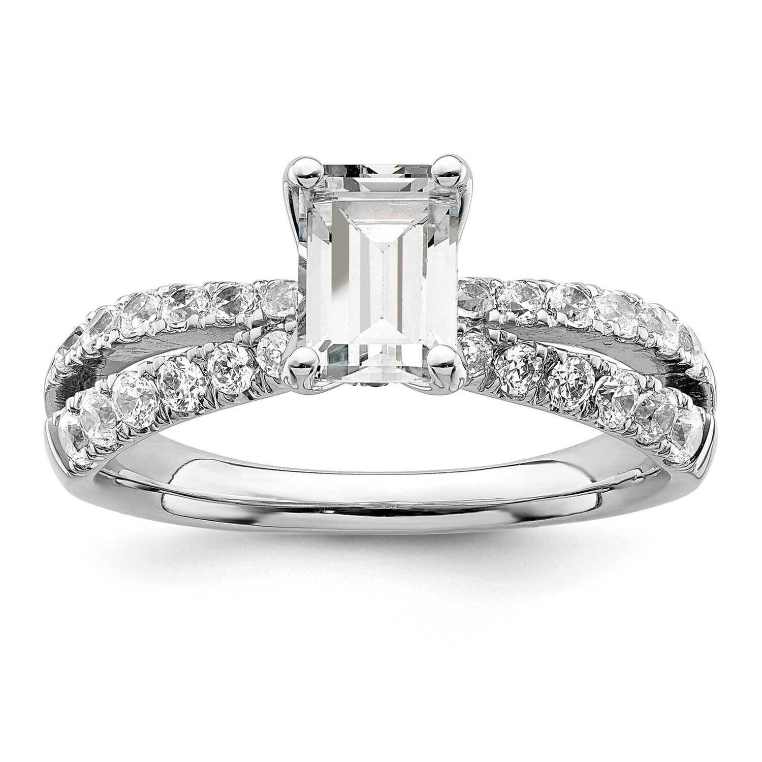 Si1/Si2, G H I, Emerald Semi-Mount Engagement Ring 14k White Gold Lab Grown Diamond RM7995E-100-WLG