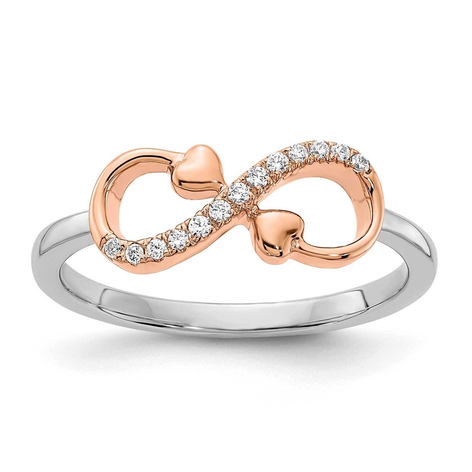 White &amp; Rose Polished Infinity Hearts Diamond Ring 14k Two-tone Gold RM8407-007-WRA