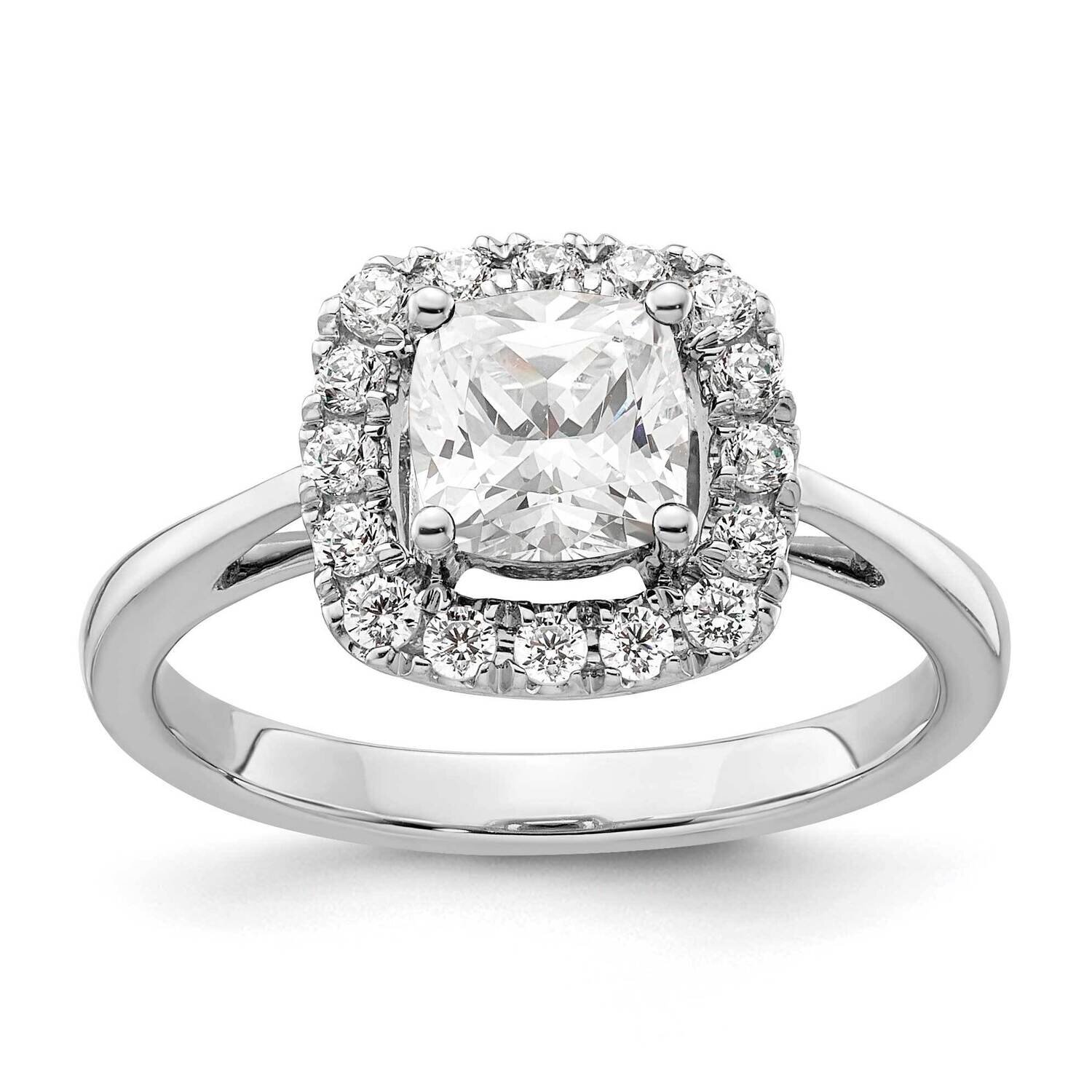 White Sapphire Halo Ring 14k White Gold Lab Grown Diamond RM9037-WS-028-WLG