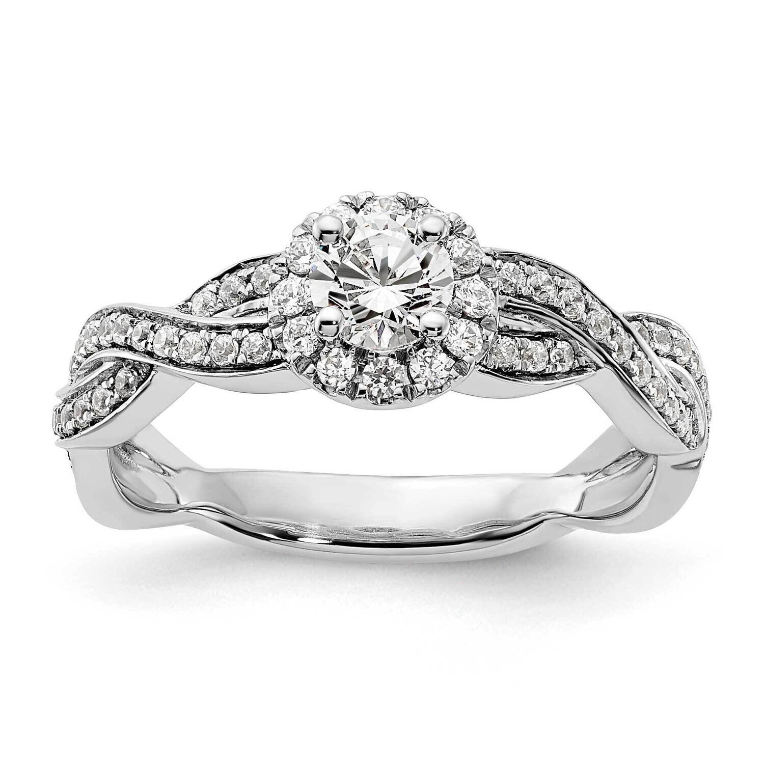 Si1/Si2, G H I, Halo Engagement Ring 14k White Gold Lab Grown Diamond RM9081E-100-CWLG
