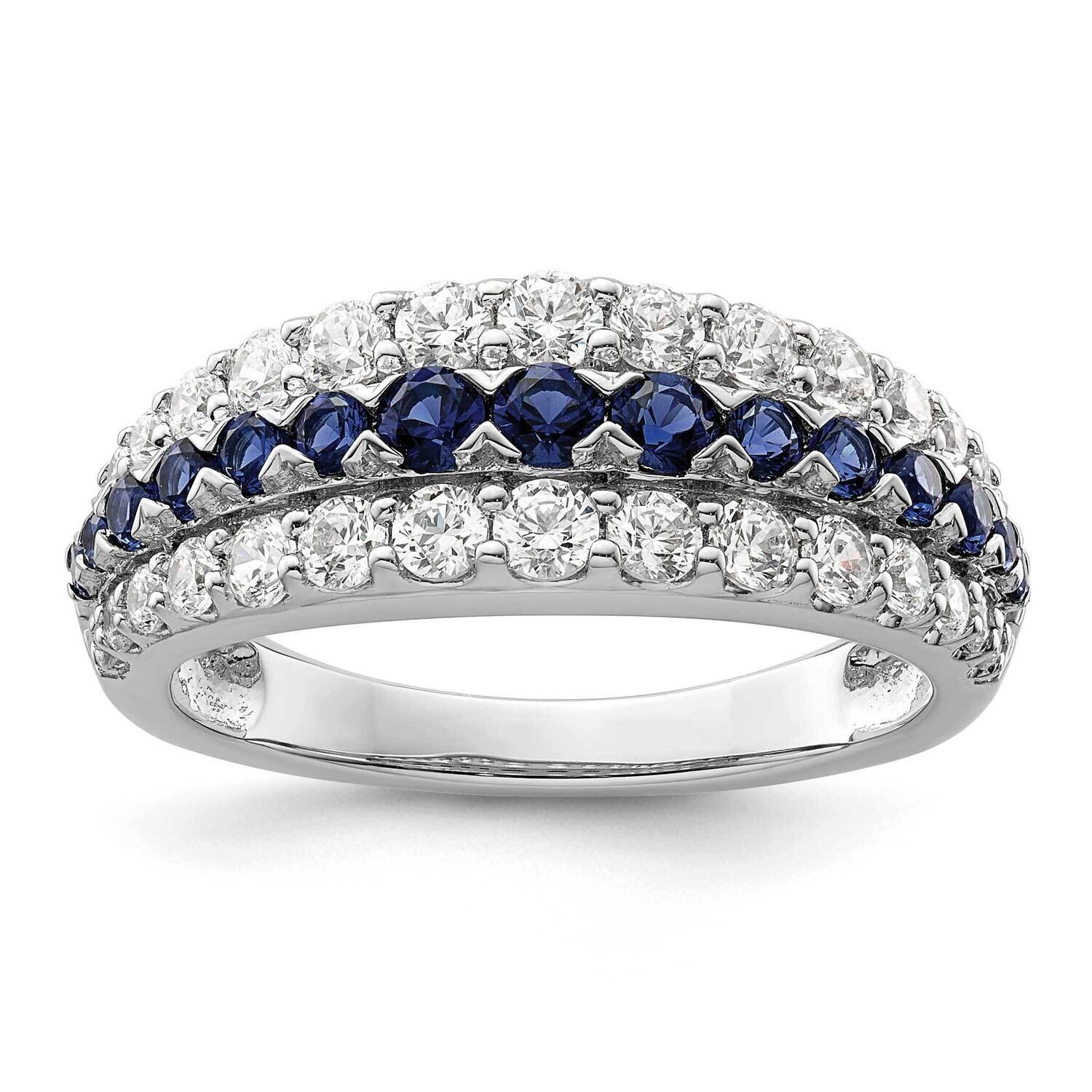 Created Blue Sapphire and Lab Grown Diamond Si1/Si2, G H I, Ring 14k White Gold RM9155-CSA-093-7WLG