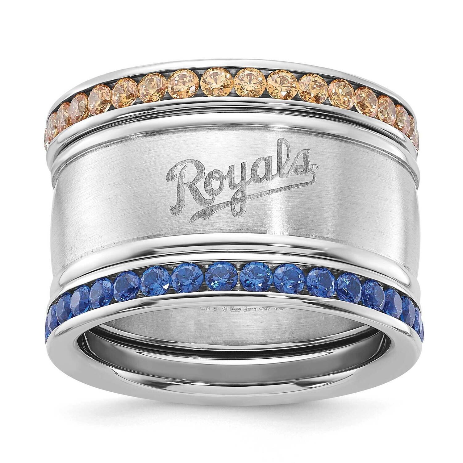 MLB Kansas City Royals Crystal Triple Stacked Ring Set Stainless Steel ROY035CR-SZ6