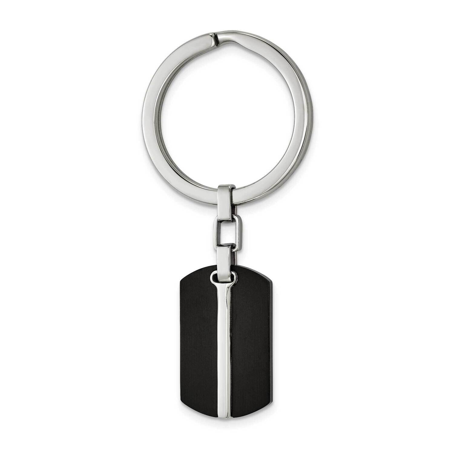 Polished Black Ip-Plated Key Ring Stainless Steel Brushed SRK172