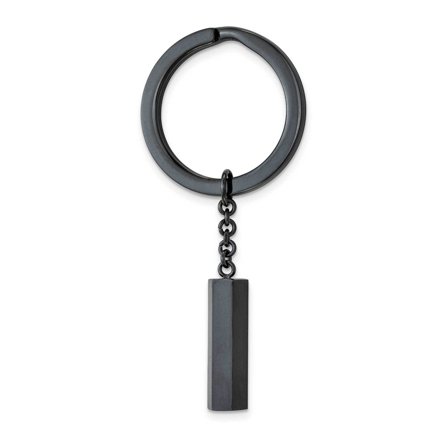 Polished Dark Grey Ip-Plated Key Ring Stainless Steel Brushed SRK177