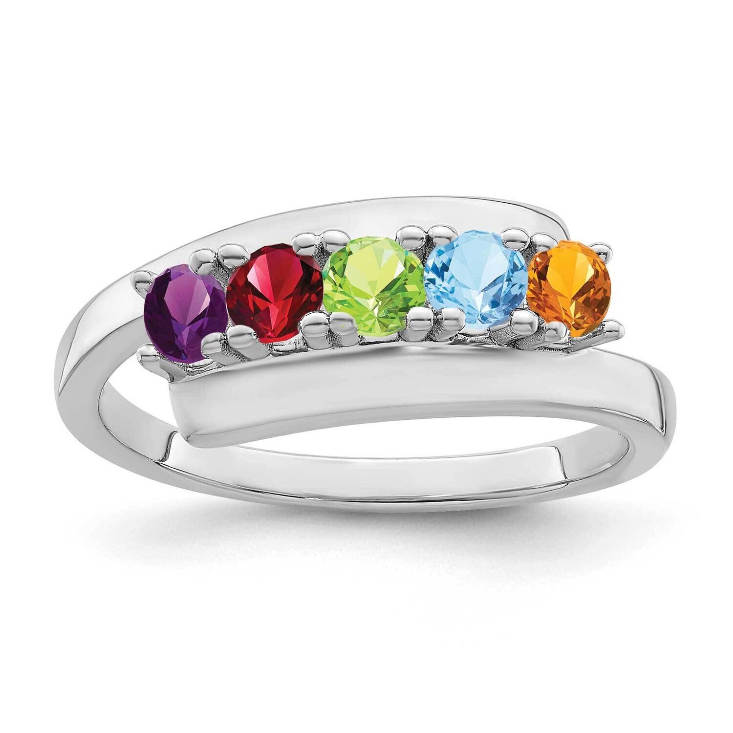 Polished 5-Stone Mothers Ring Mounting 14k White Gold XMR16/5W-7, MPN: XMR16/5W-7, 883957448336