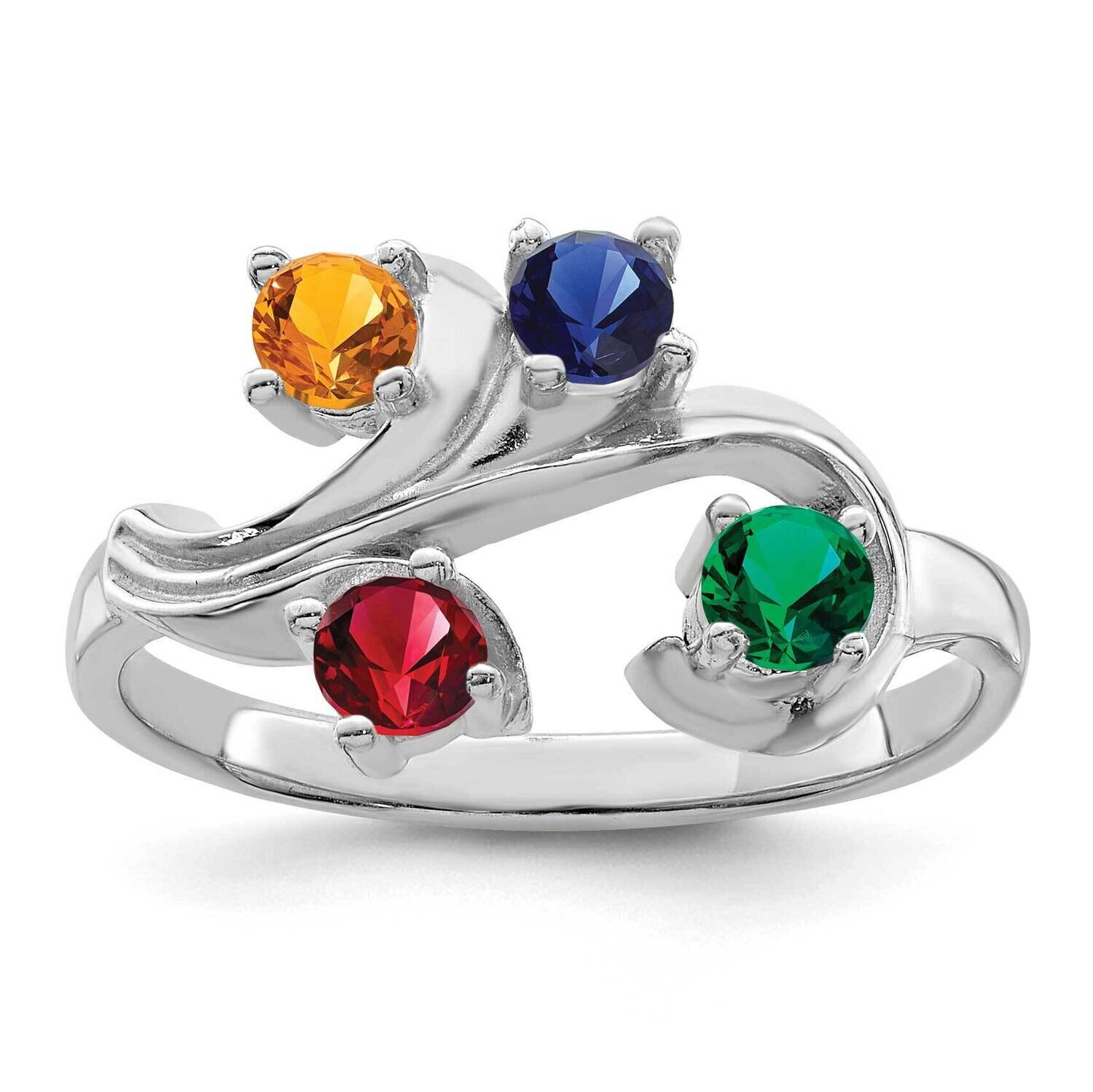 Polished 4-Stone Mothers Ring Mounting 14k White Gold XMR4/4W-7, MPN: XMR4/4W-7, 883957448633