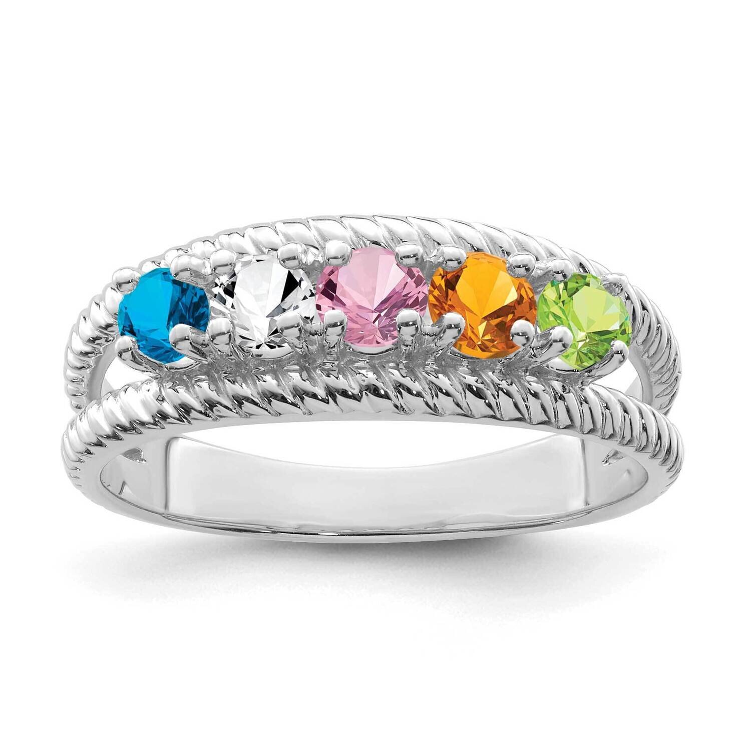 Polished Antiqued 5-Stone Mothers Ring Mounting 14k White Gold XMR8/5W-7, MPN: XMR8/5W-7, 883957474…
