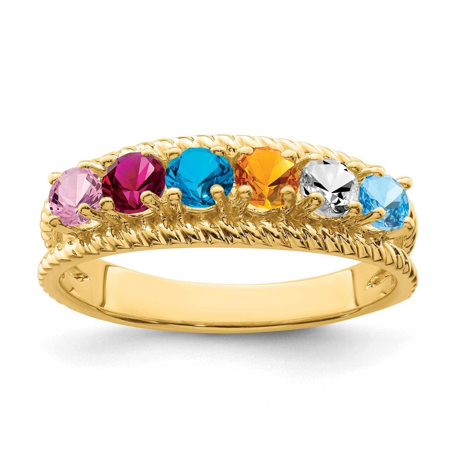Antiqued 6-Stone Mothers Ring Mounting 14k Gold Polished XMR8/6-7, MPN: XMR8/6-7, 883957474786
