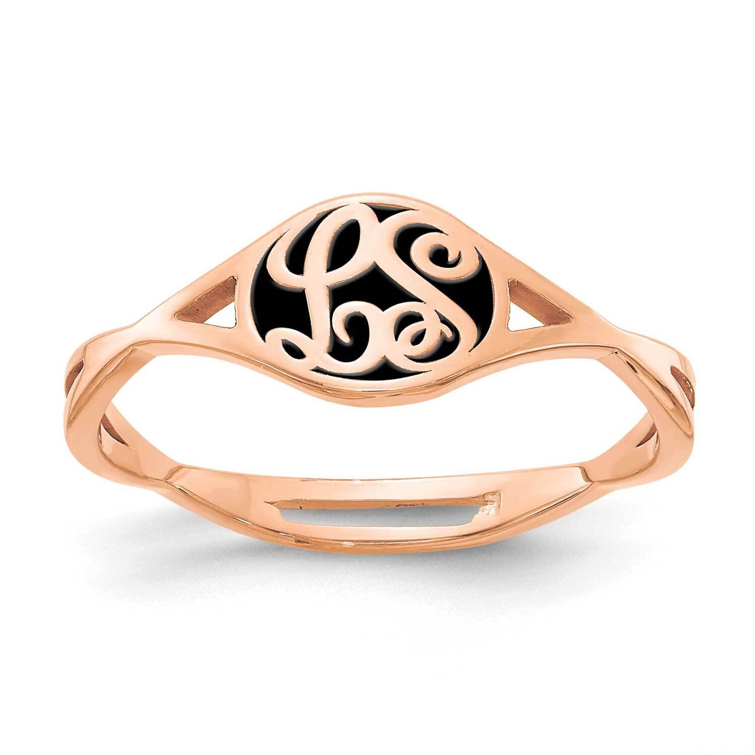 Epoxied Twisted Band Initial Ring 14k Rose Gold XNR101R