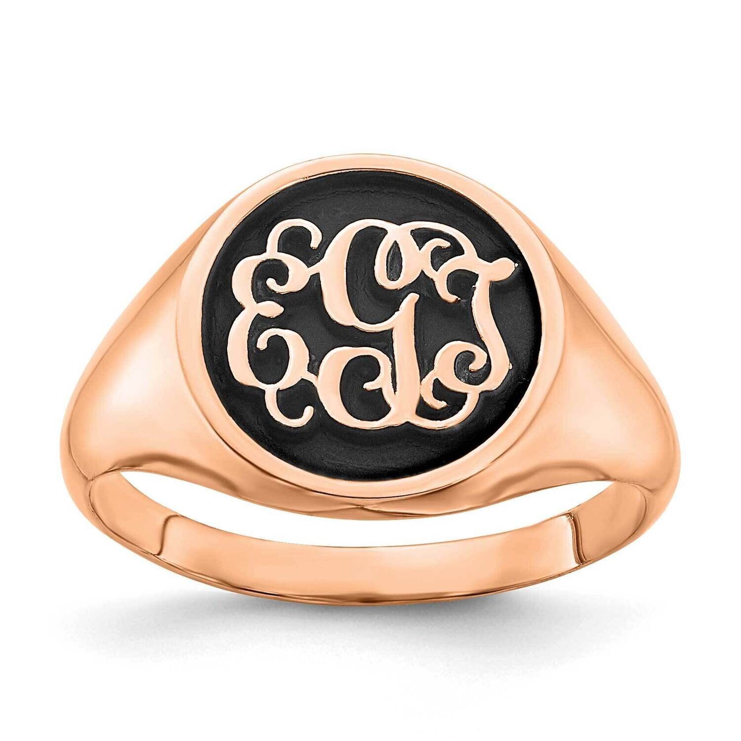 Antiqued Background Monogram Ring 14k Rose Gold Polished XNR68R, MPN: XNR68R, 196904018842