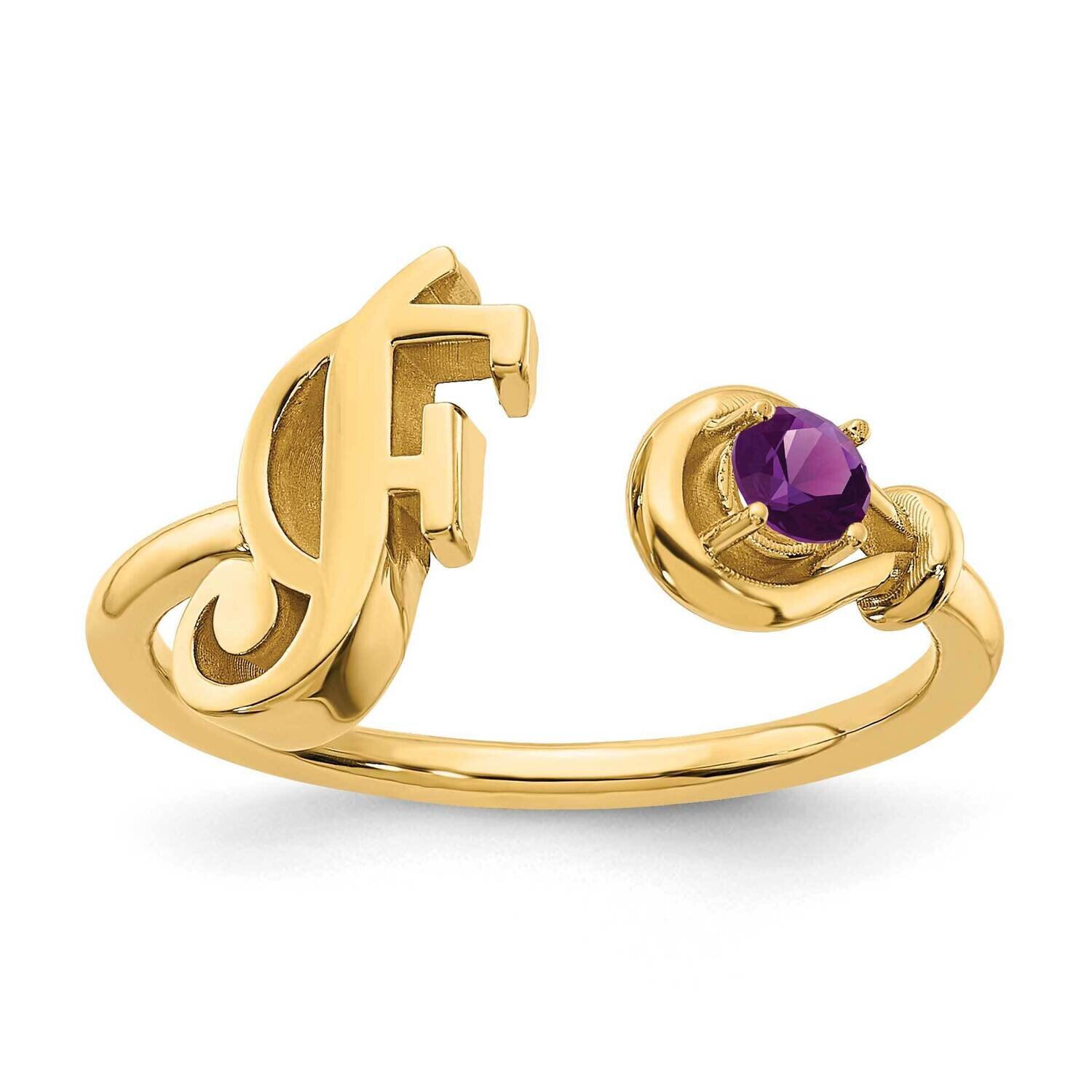 Letter F with Birthstone Ring Sterling Silver Gold-plated XNR81FGP