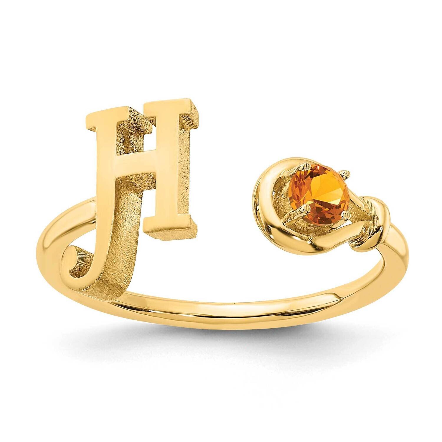 Letter H with Birthstone Ring Sterling Silver Gold-plated XNR81HGP